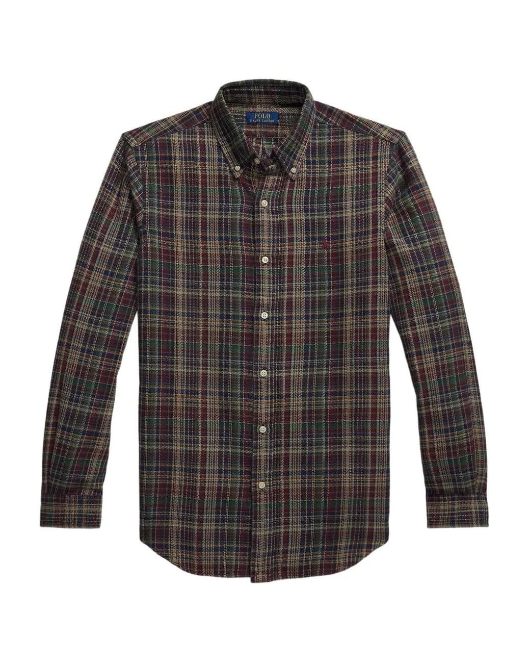 Polo Ralph Lauren Gray Flannel Plaid-Pattern Shirt for men