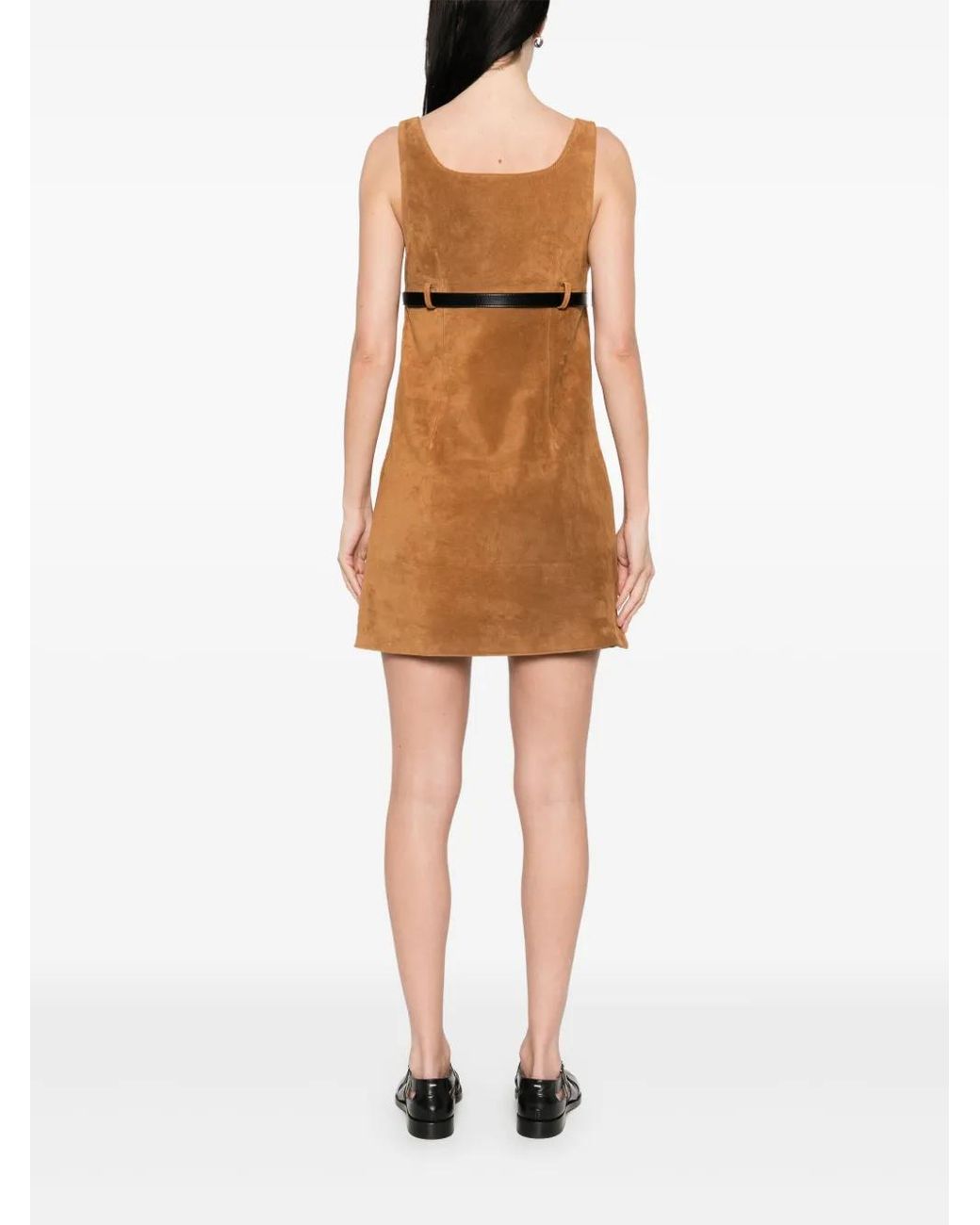 Coperni Brown Belted Suede Mini Dress