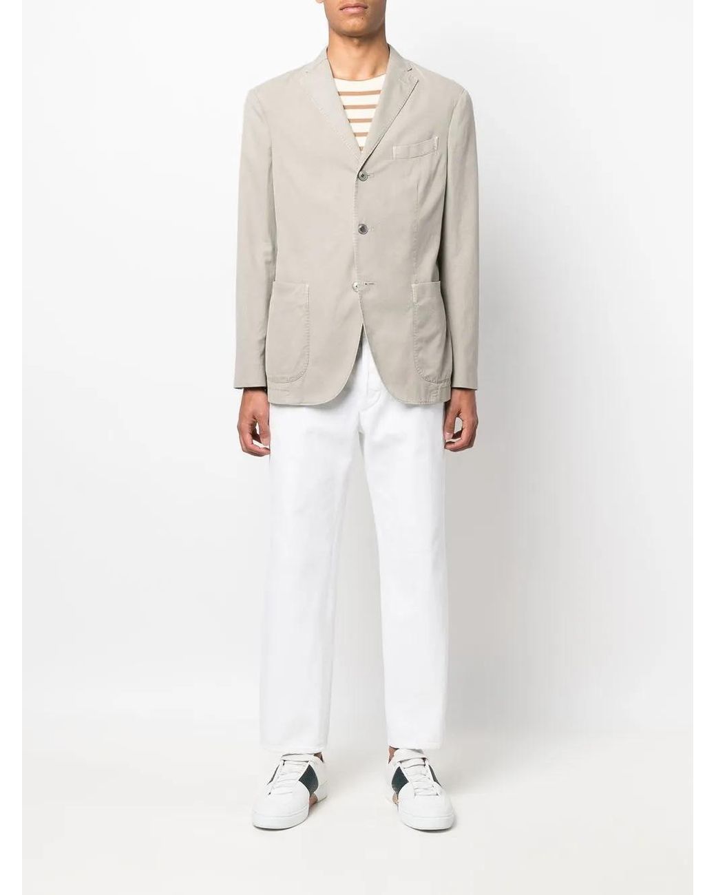 Boglioli Natural Fitted Single-Breasted Blazer for men