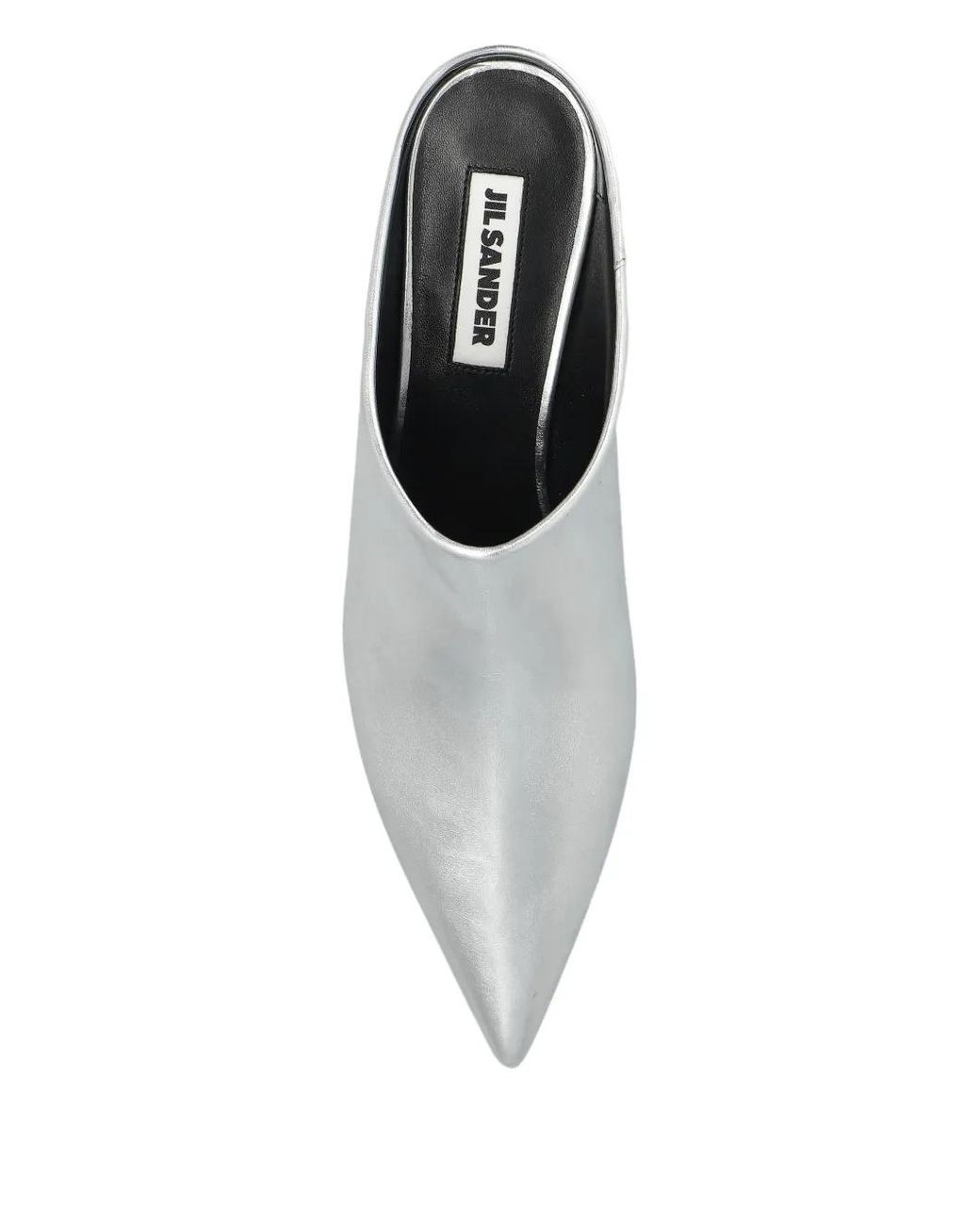 Jil Sander White Metallic-Leather Pointed-Toe Mules