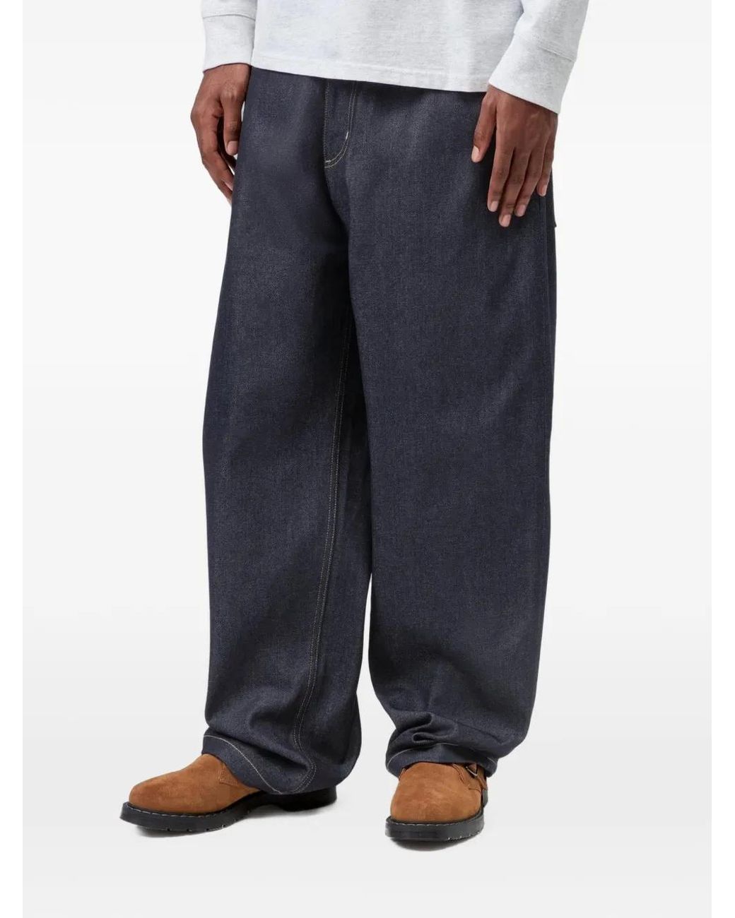Carhartt Blue Brandon Logo-Patch Jeans for men