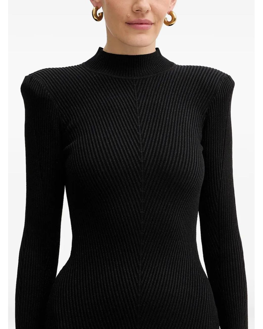 Robe Courte Sydonie En Maille Nervurée retroféte en coloris Black