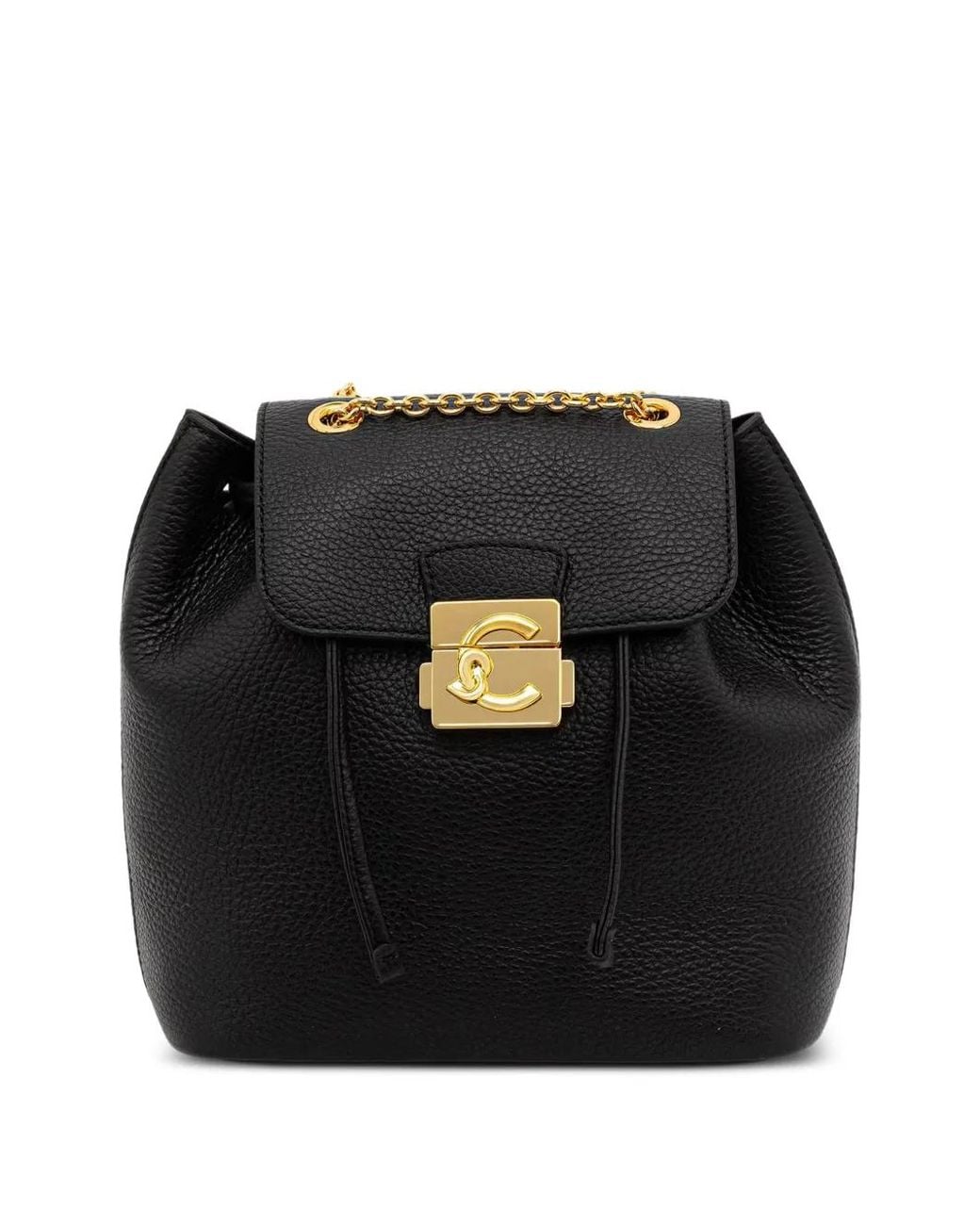 Coccinelle Black Small C-Me Lock Grained Leather Backpack
