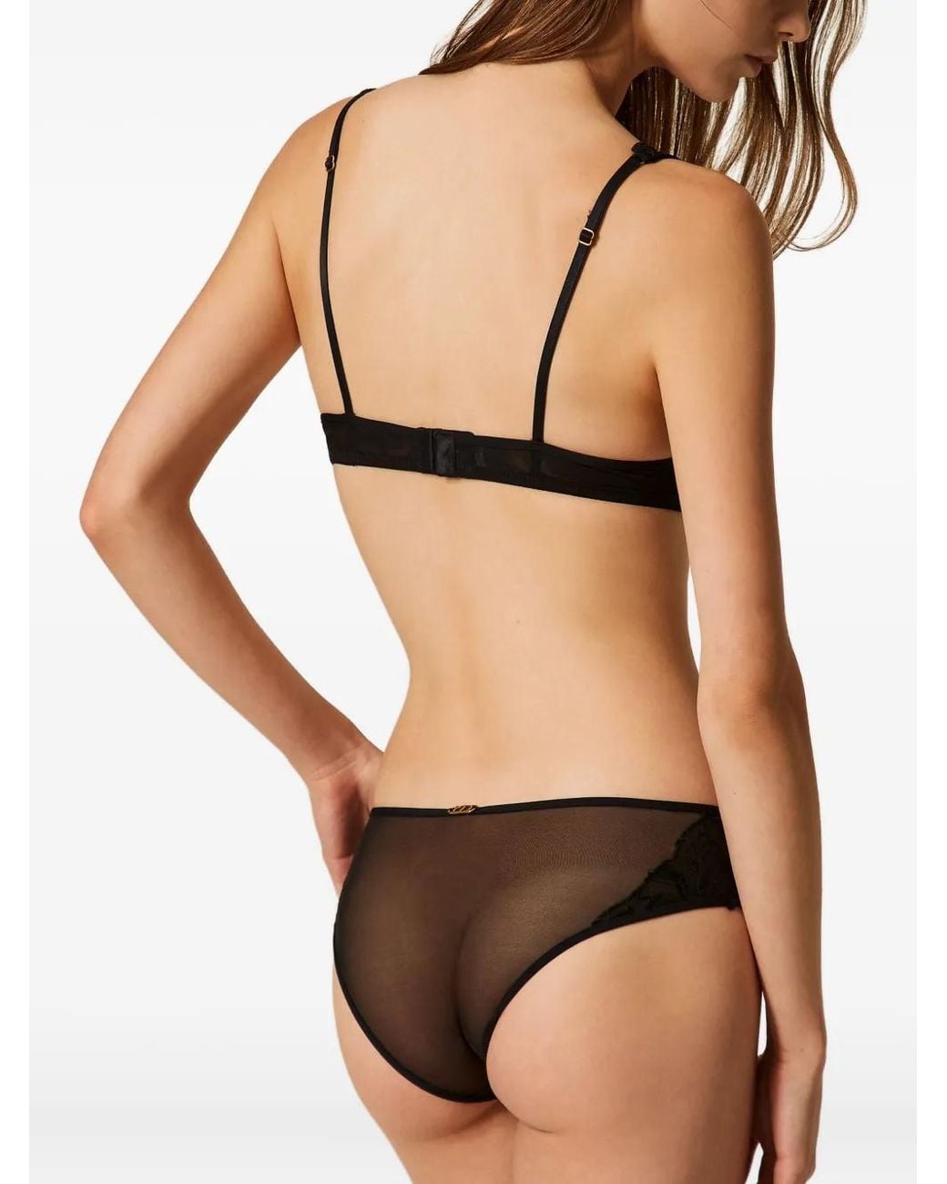 Twinset Black Floral Embroidered Briefs