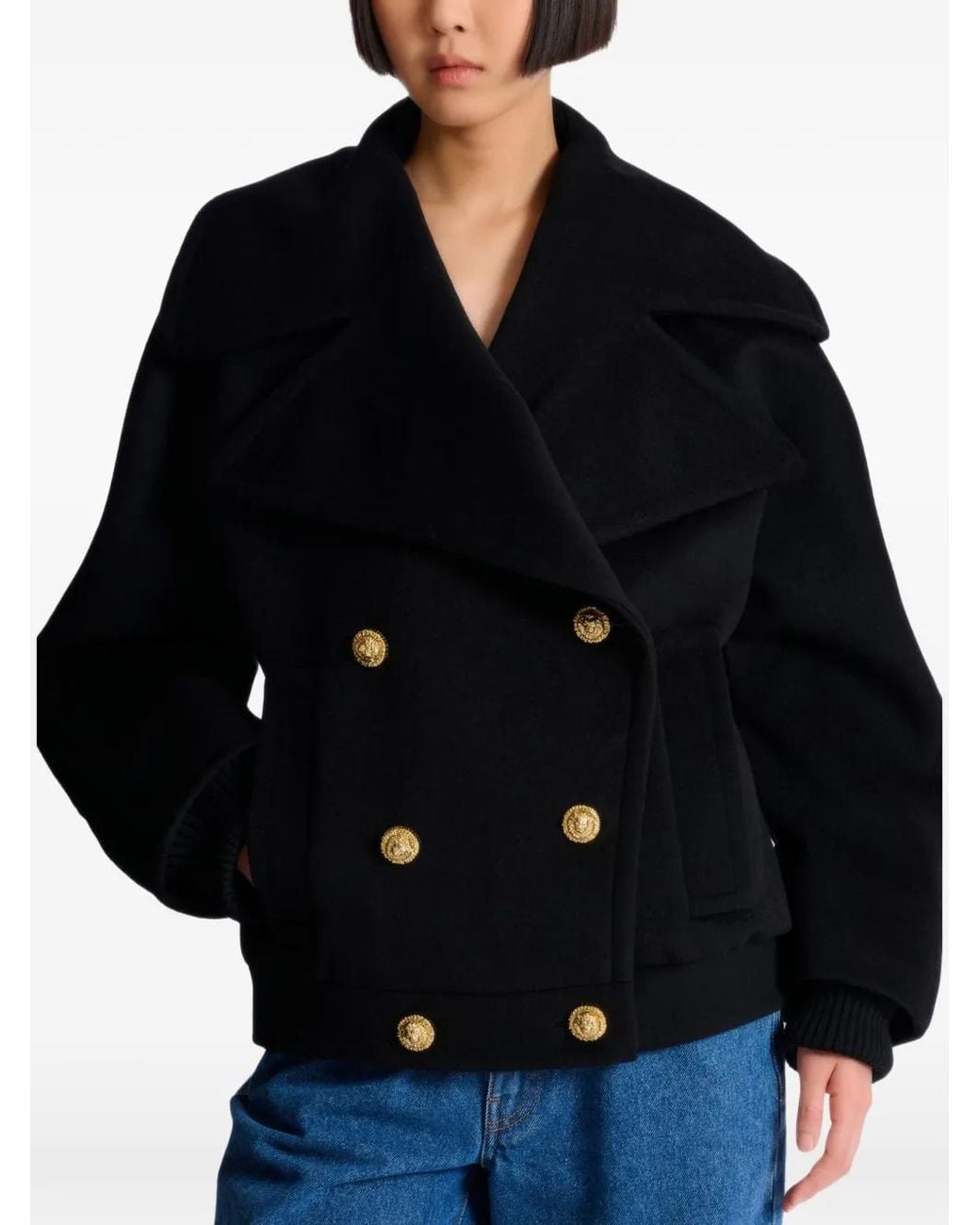 Chaquetón Con Doble Botonadura Balmain de color Blue