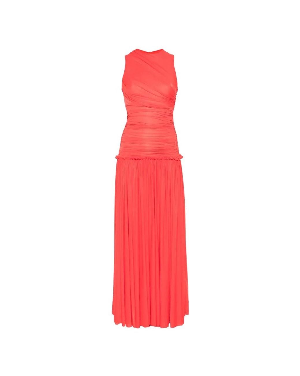 Siedres Alina Ruched Maxi Dress in Red | Lyst