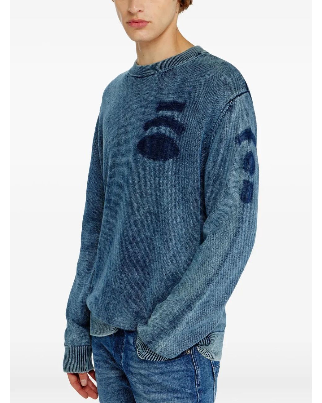 DIESEL Blue K-Perne Faded-Wash Cotton Sweatshirt for men