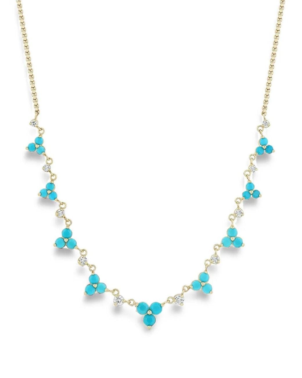 Zoe Chicco Blue Collier Orné De Turquoises Et De Diamants