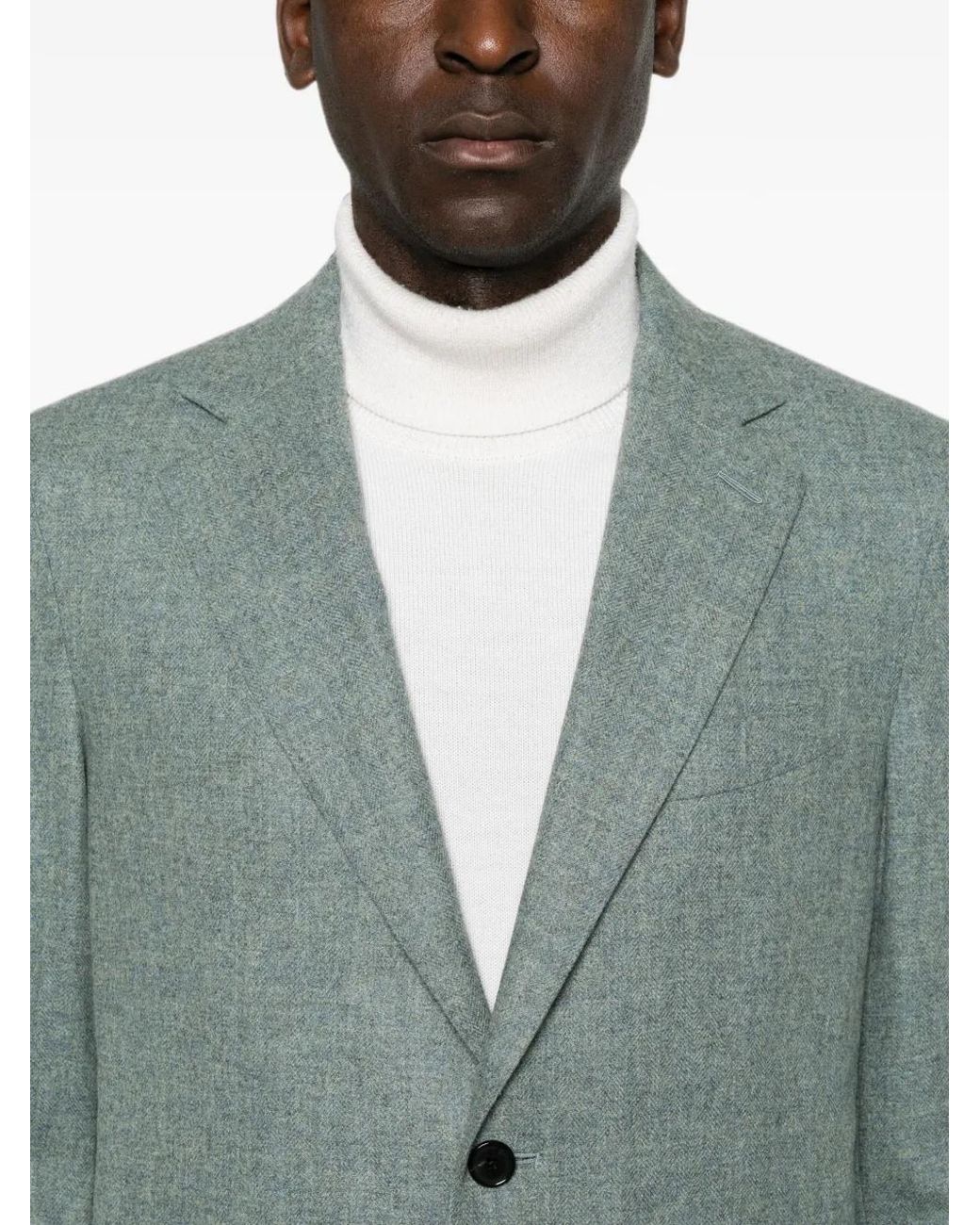Caruso Blue Aida Single-Breasted Blazer for men