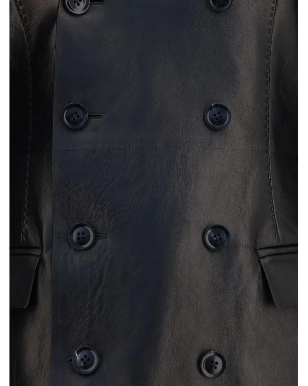 Tom Ford Black Double-Breasted Lambskin Coat