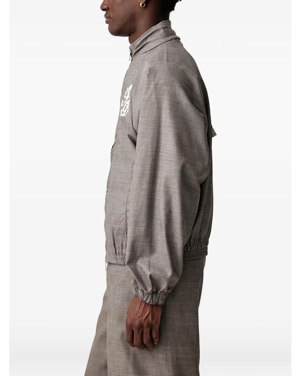 Filling Pieces Gray Embroidered-Logo Jacket for men