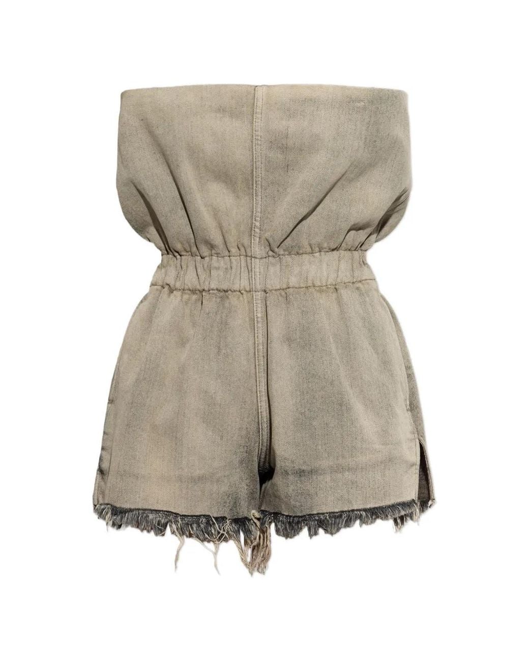 Rick Owens Gray Asymmetrical Frayed Jumpsuit