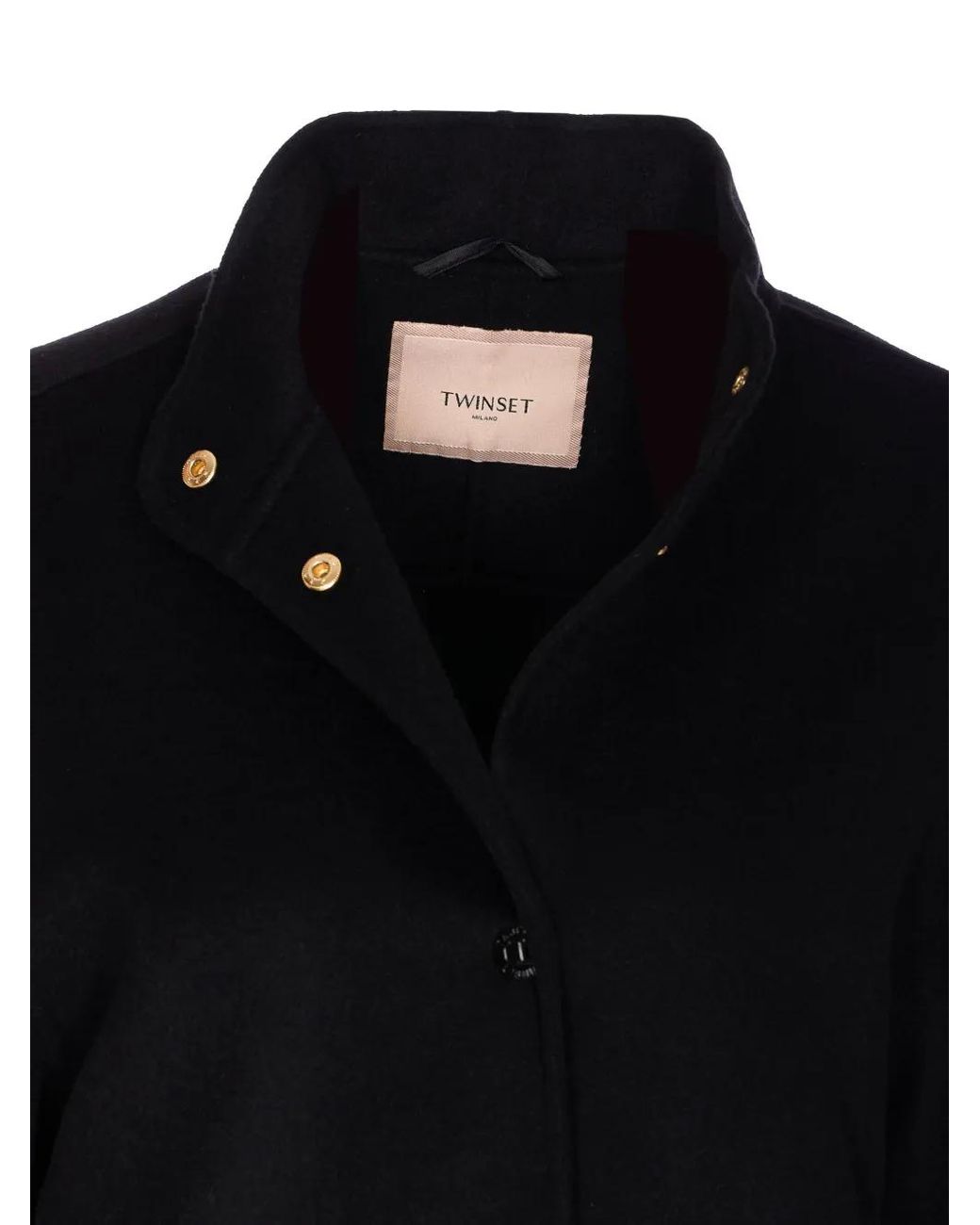 Twinset Blue Logo-Detail Snap-Button Jacket