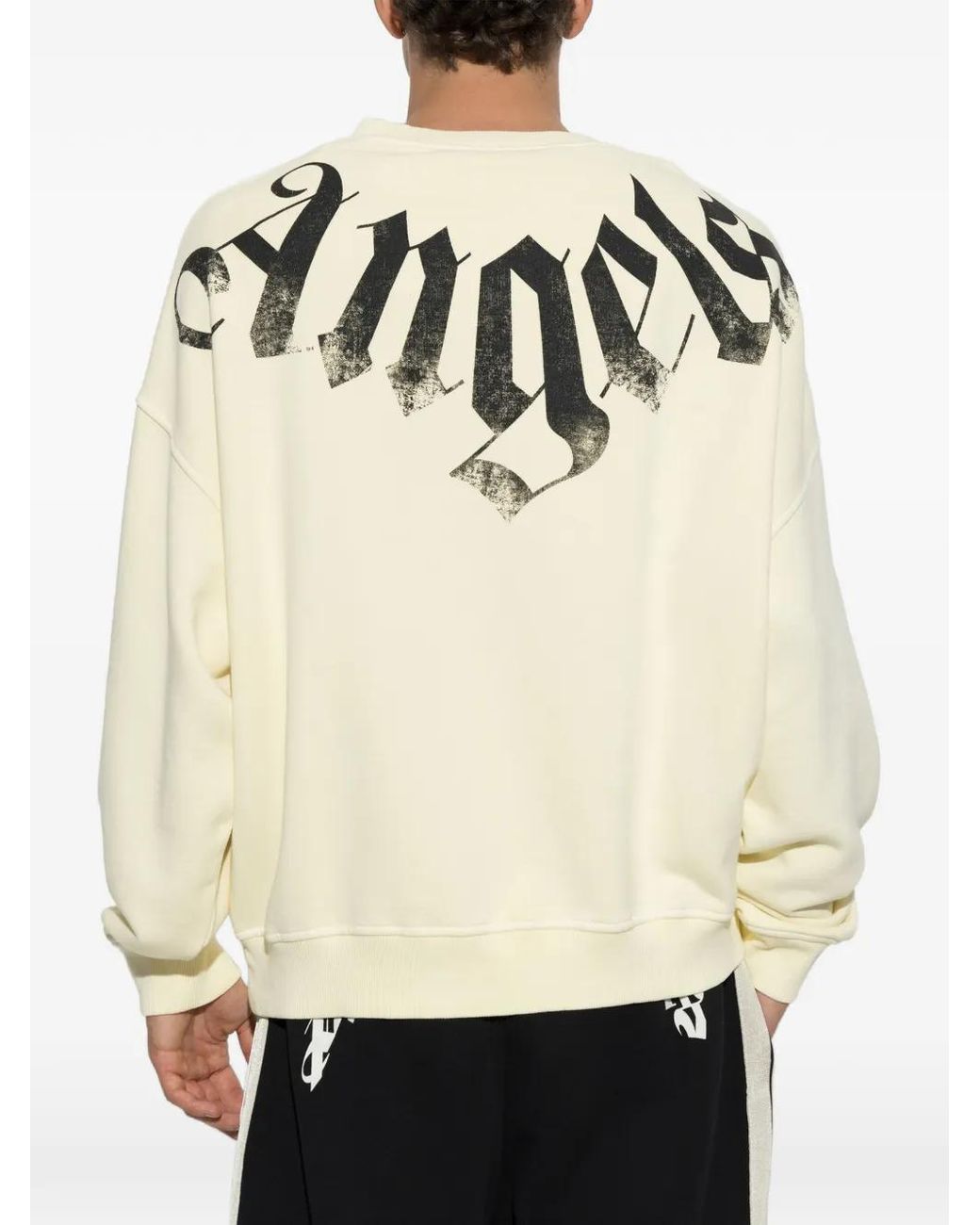 Palm Angels White Logo-Print Cotton Sweatshirt for men