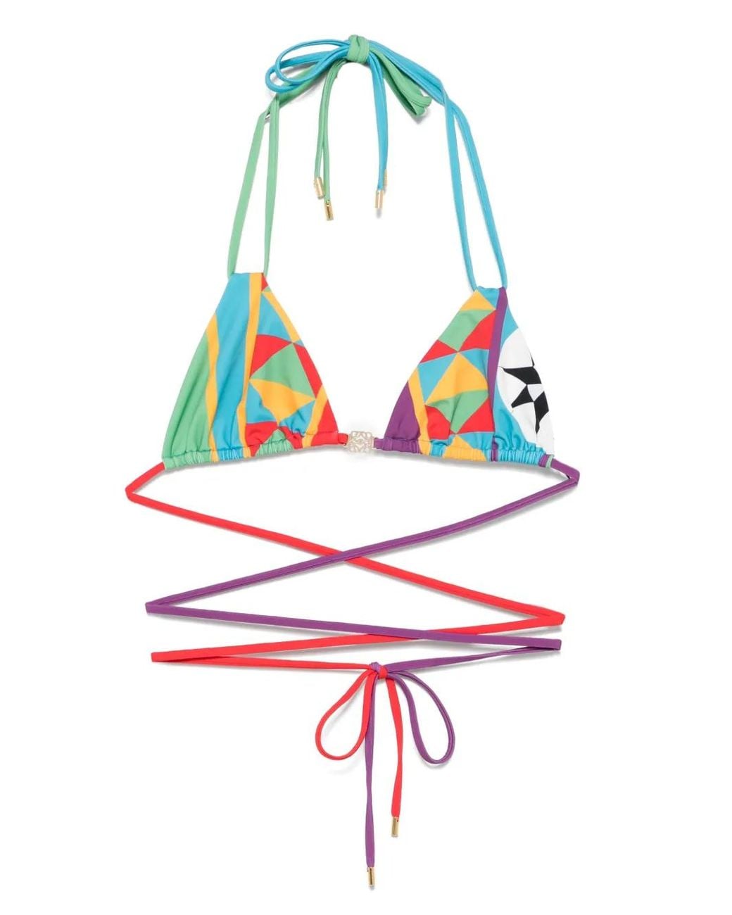 Loewe White Printed Triangle Bikini Top