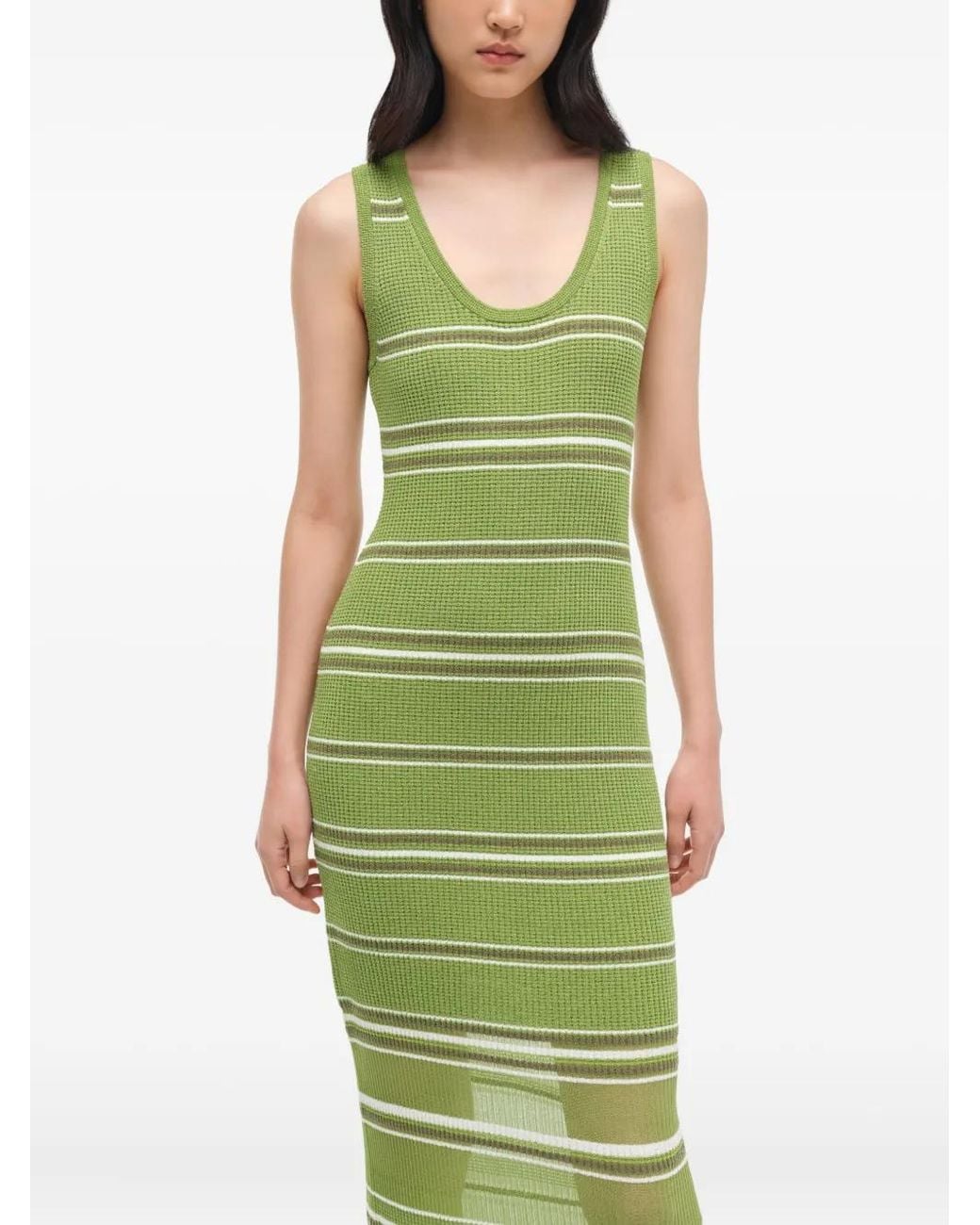 Jonathan Simkhai Green Mariana Striped Knit Maxi Dress