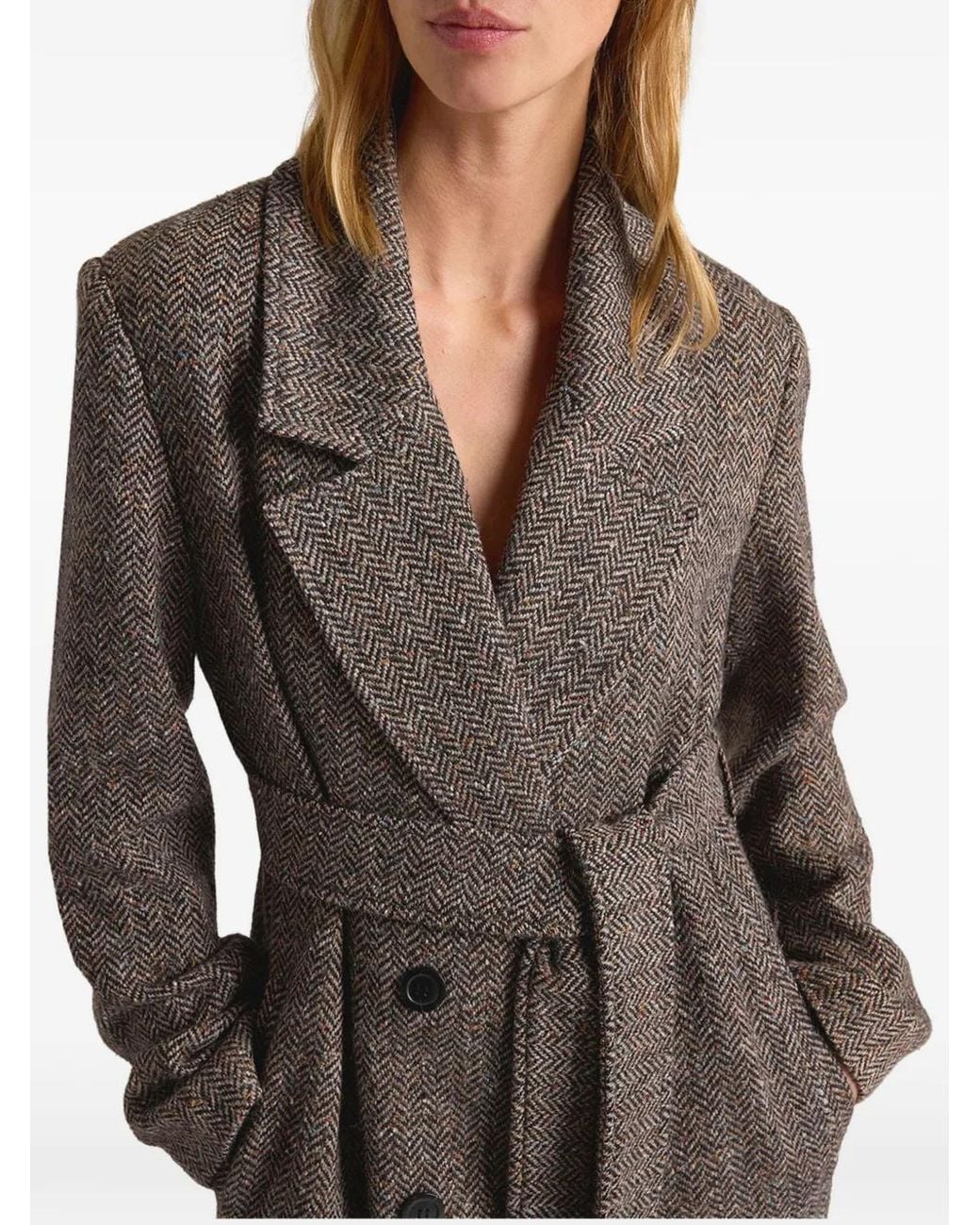 Momoní Brown Manteau Elin À Boutonnière Croisée