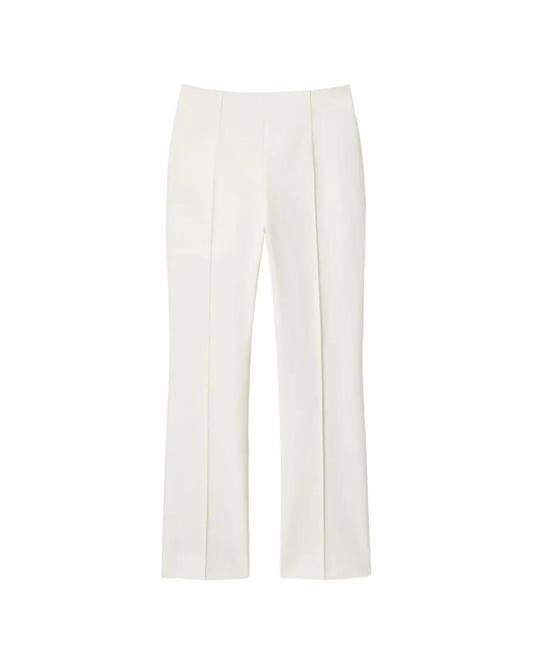 Lafayette 148 New York White Pressed-Crease Cropped Trousers