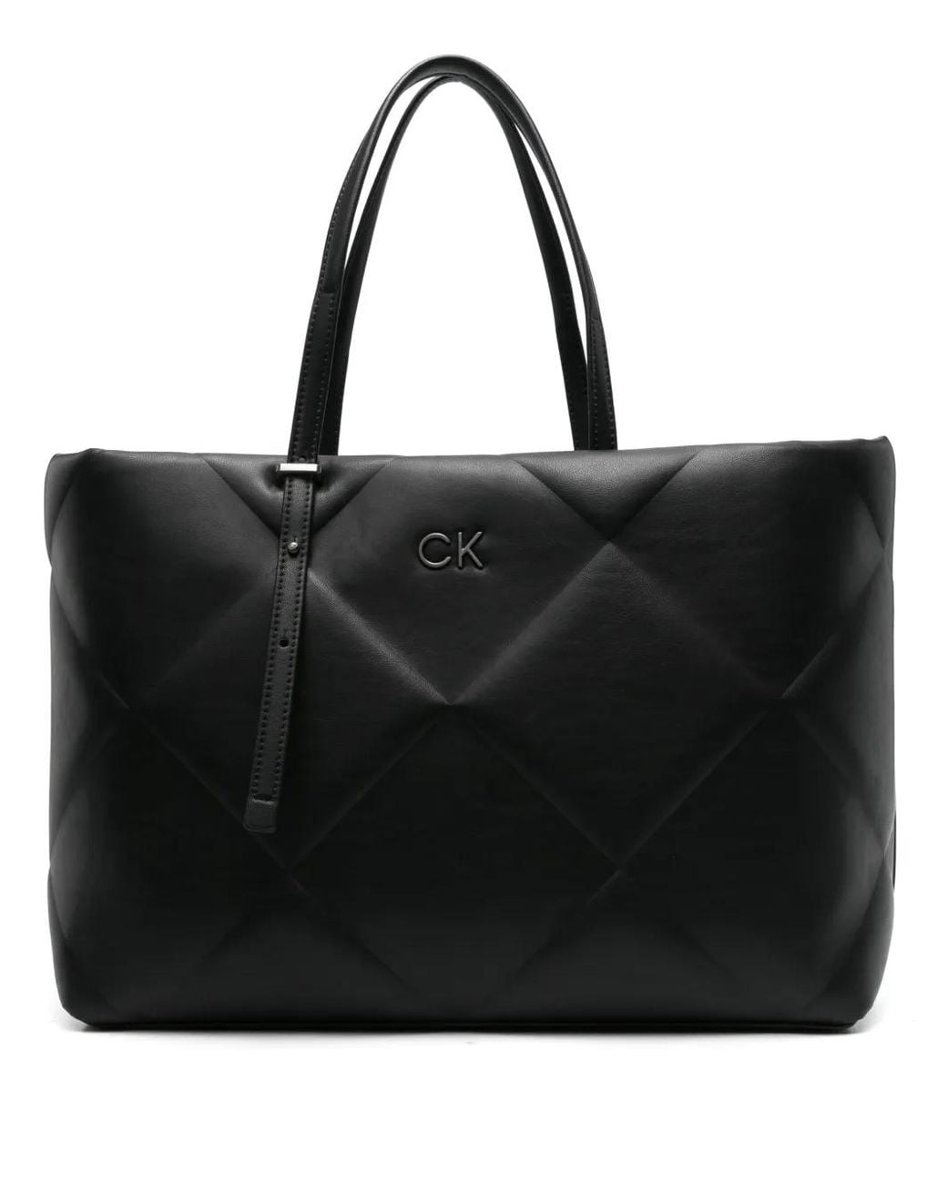 Calvin Klein Black Embossed-Finish Tote Bag
