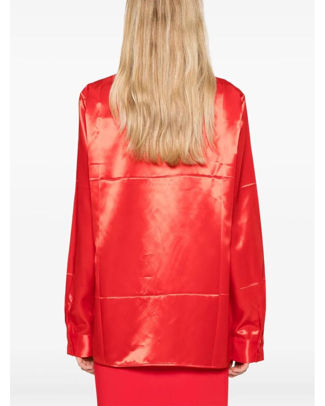 Jil Sander Red Diagonal Shirt