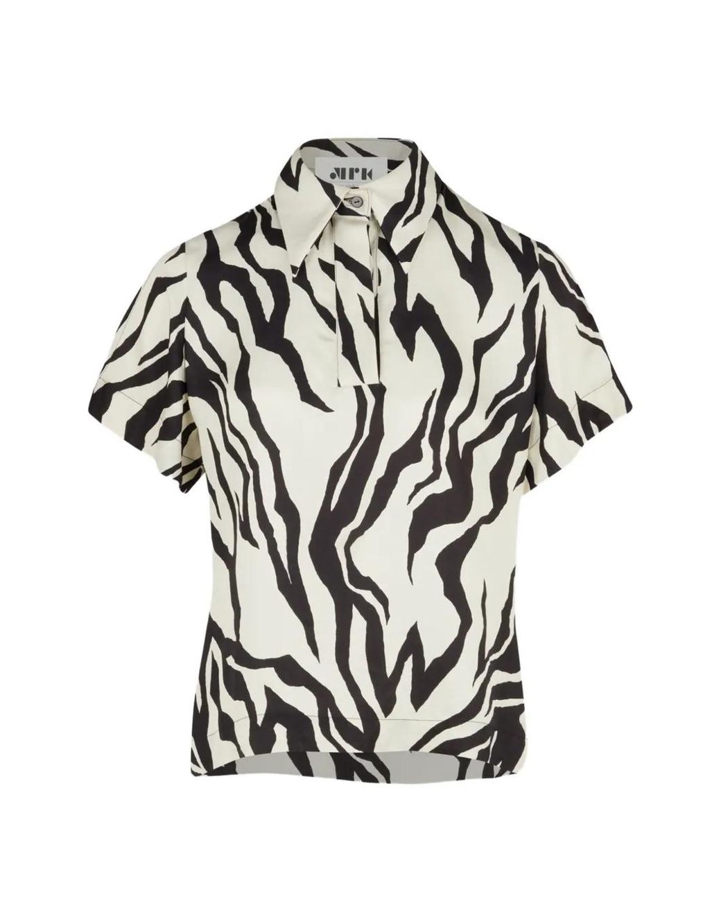 Maison Rabih Kayrouz White Zebra-Print Polo Shirt