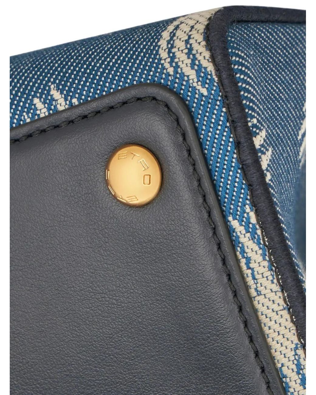 Etro Blue Medium Vela Denim Shoulder Bag