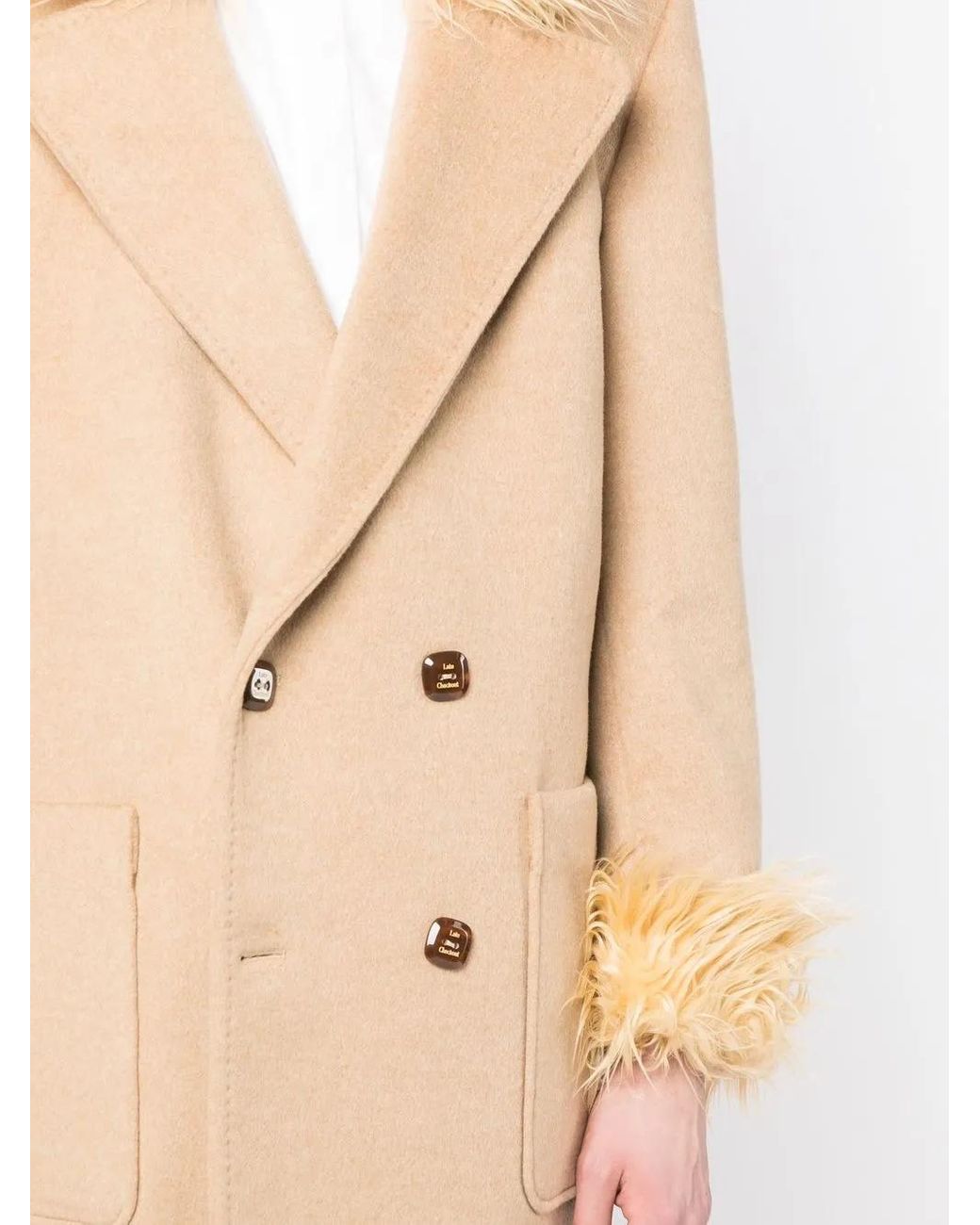 Late Checkout Natural Wool Double-Breasted Coat for men