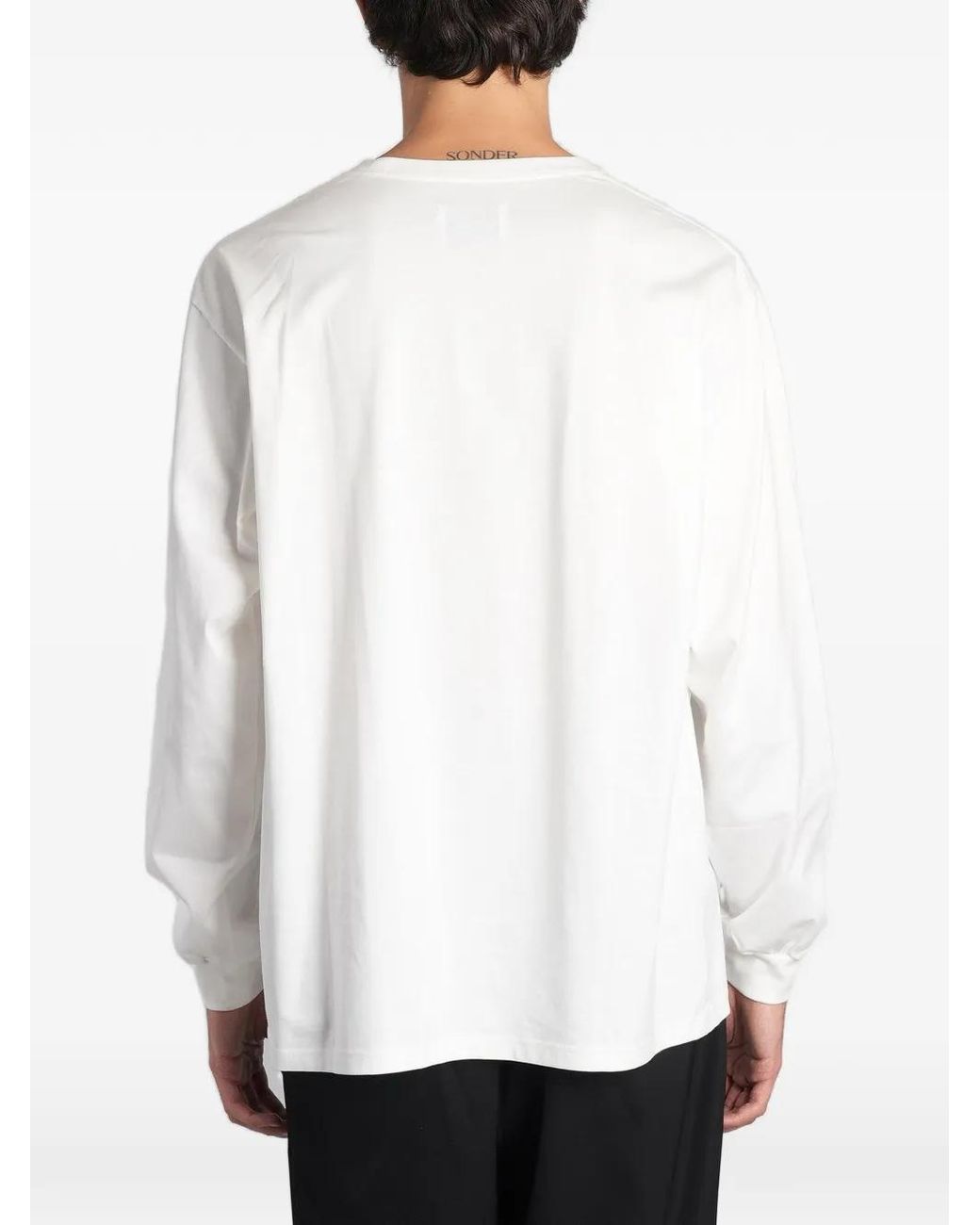Ssstein White Crew-Neck Long-Sleeve T-Shirt for men