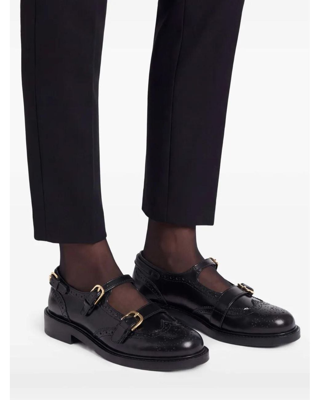 Sandro Black Multi-Buckle Mary Jane Loafers