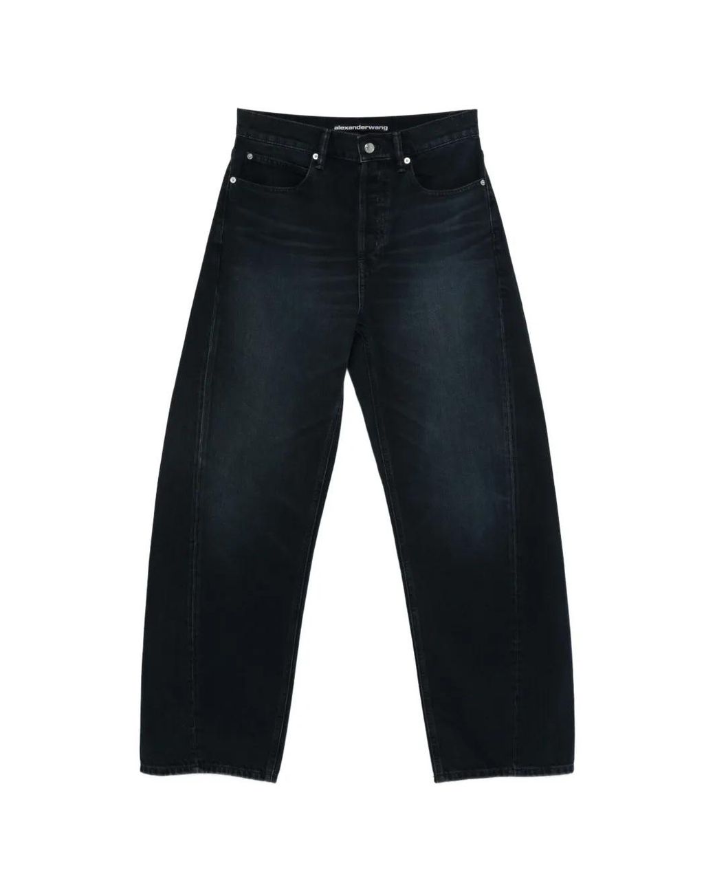 Alexander Wang Blue Float Mid-Rise Relaxed Crystal Hotfix Logo Fly Jeans