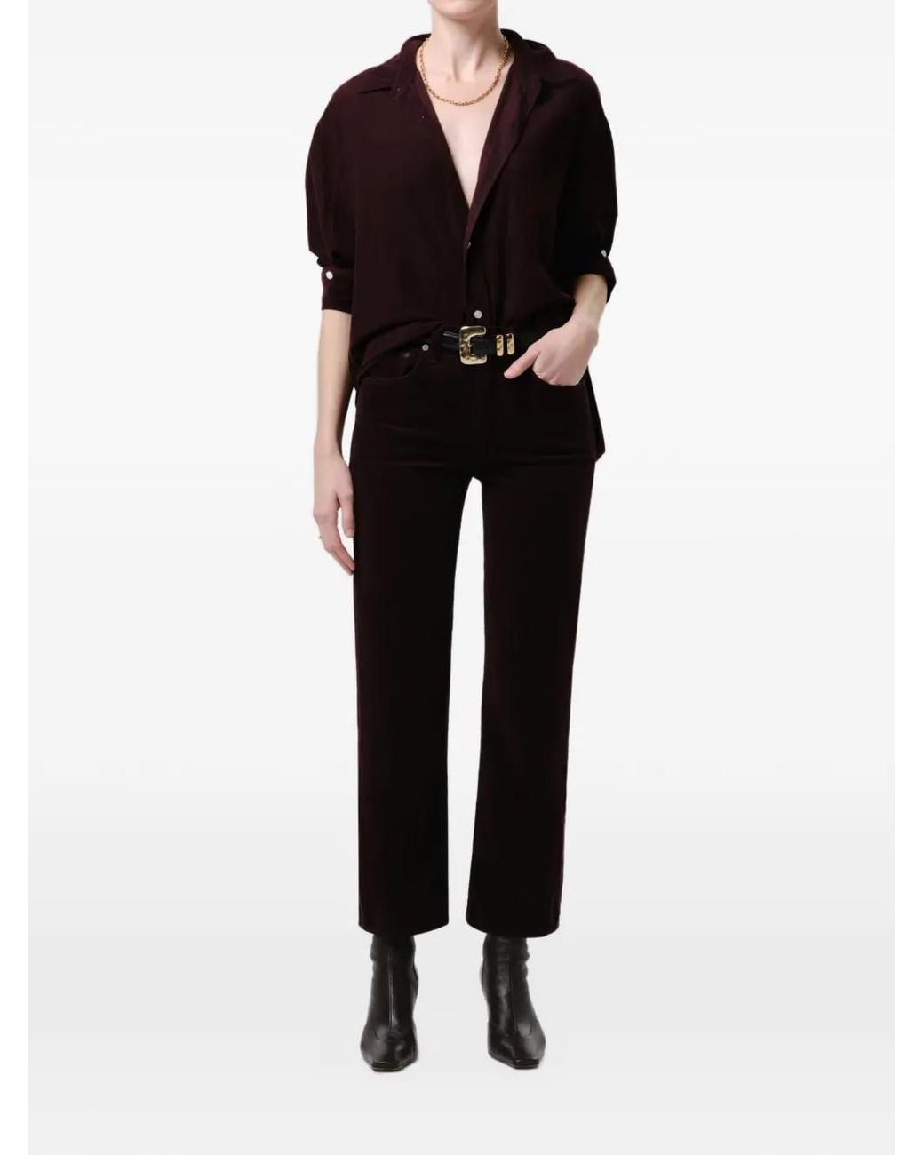 Citizens of Humanity Black Palma Corduroy Straight-Leg Jeans