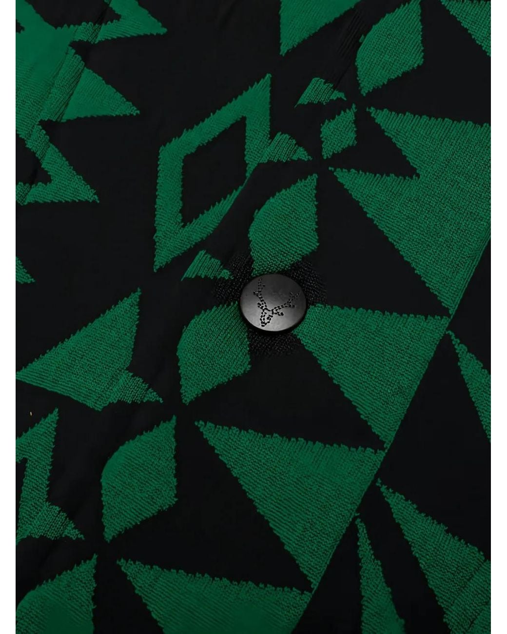 South2 West8 Green Geometric-Pattern Coach Jacket for men