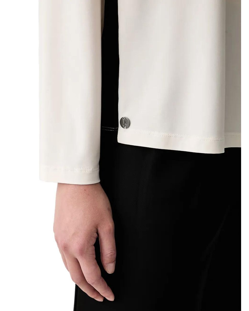Joseph Ribkoff White Two-Tone Zip-Up Blouse