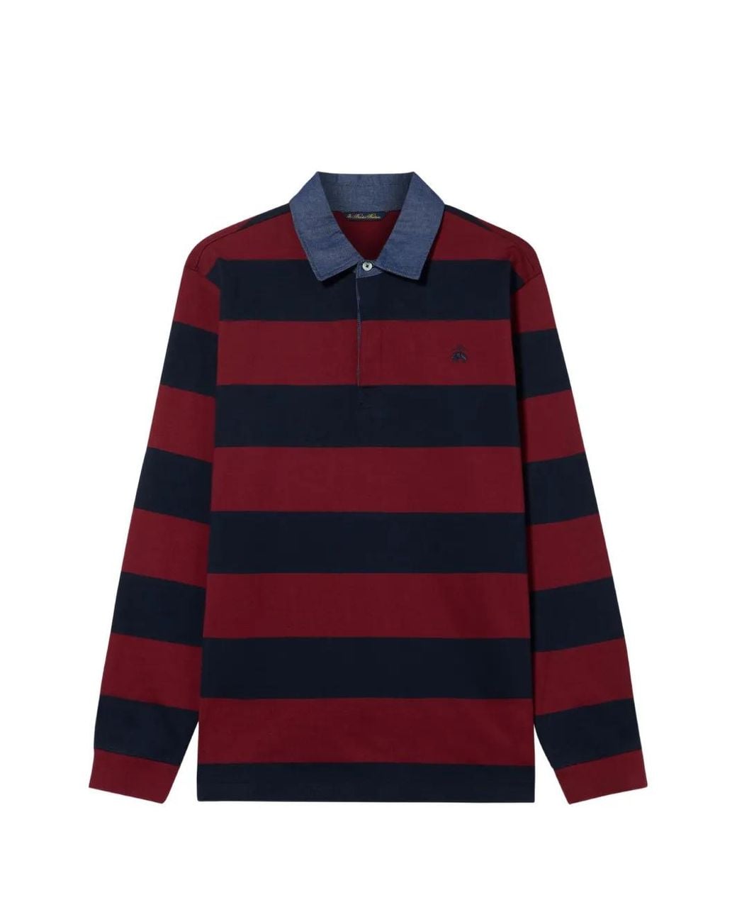 Brooks Brothers Red Striped Denim-Collar Polo Shirt for men