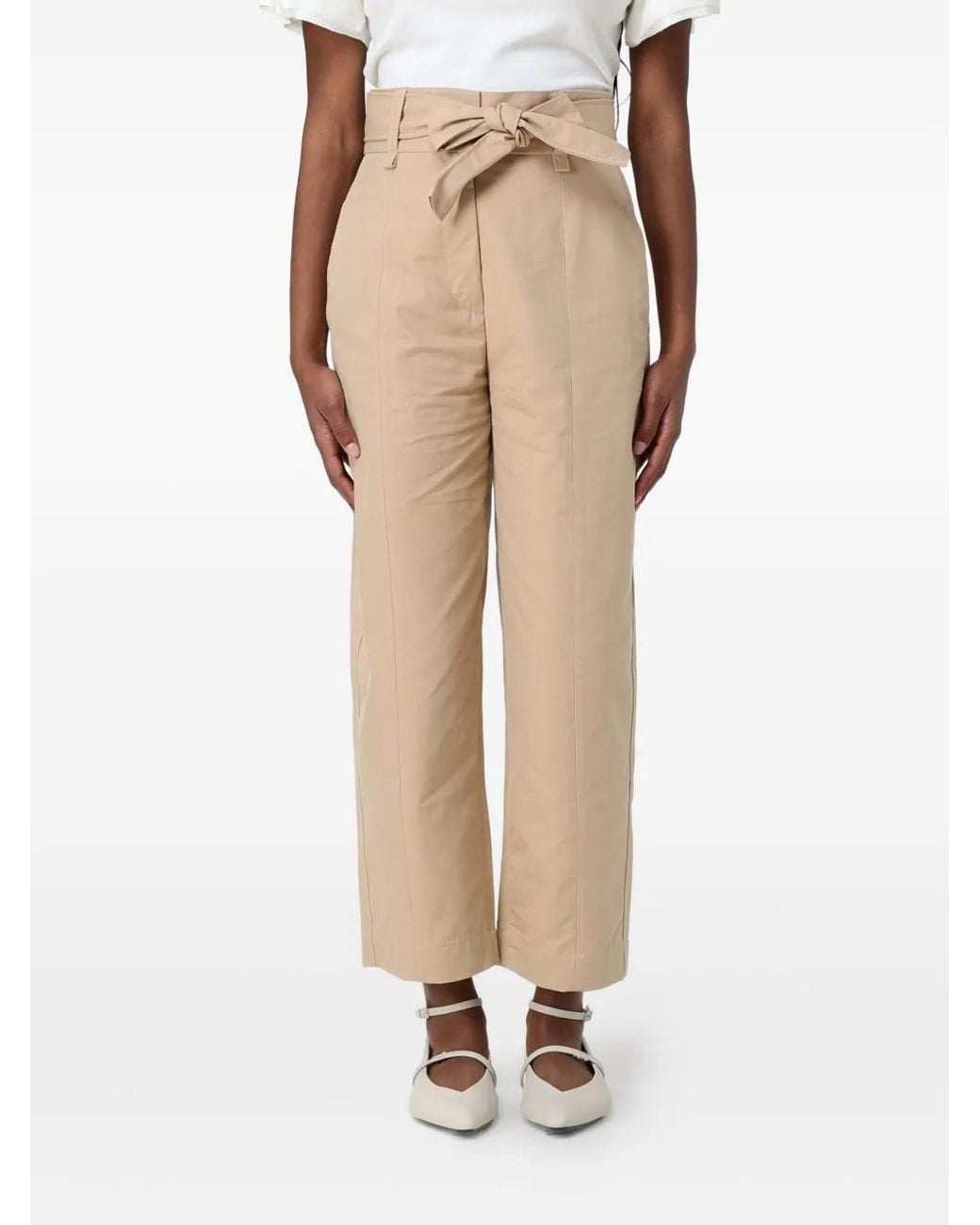 Twinset Natural Belted Cropped Trousers