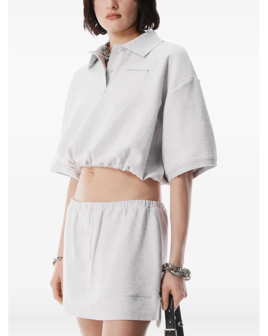 Alexander Wang White Button-Placket Miniskirt