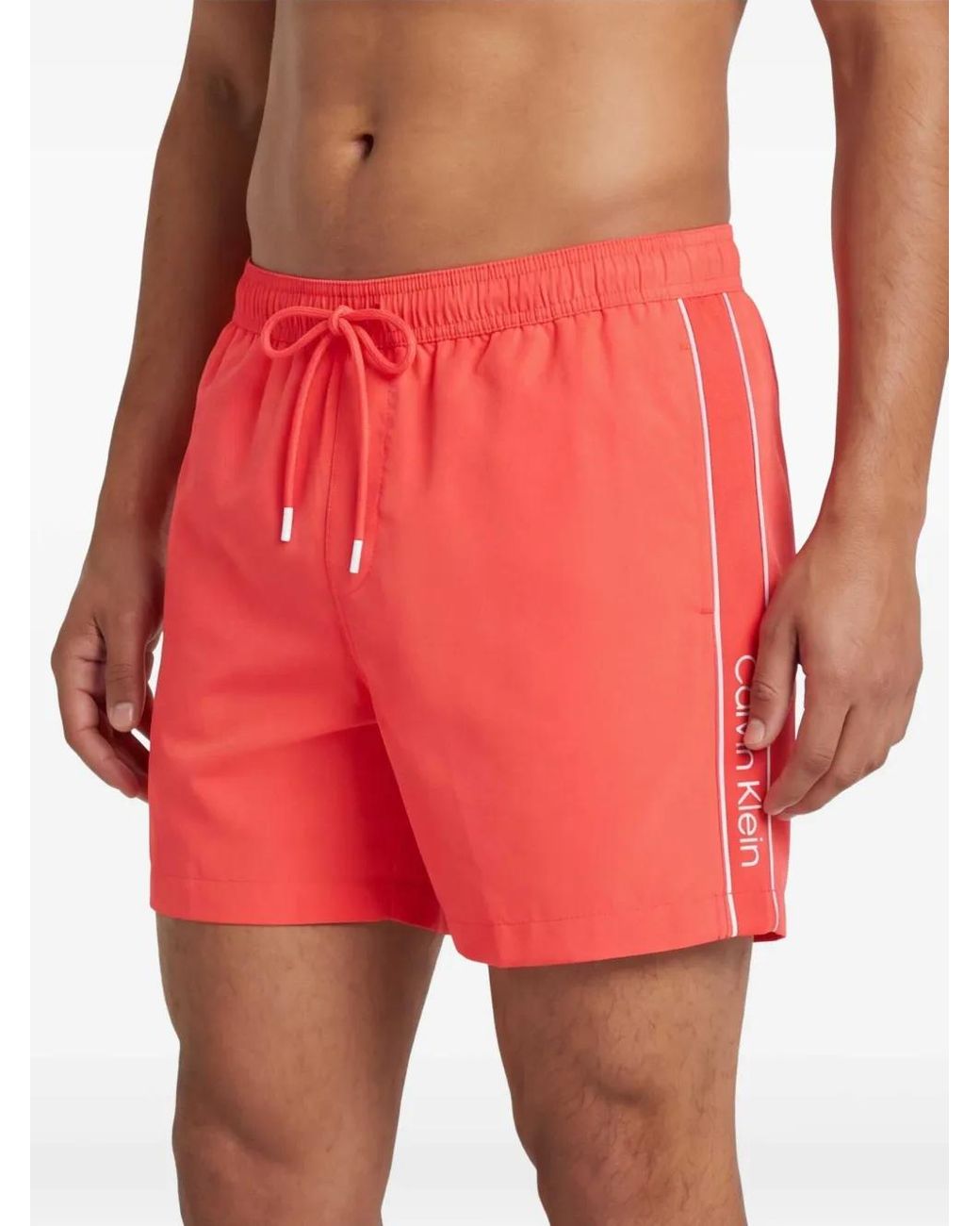 Calvin Klein Red Drawstring Swim Shorts for men