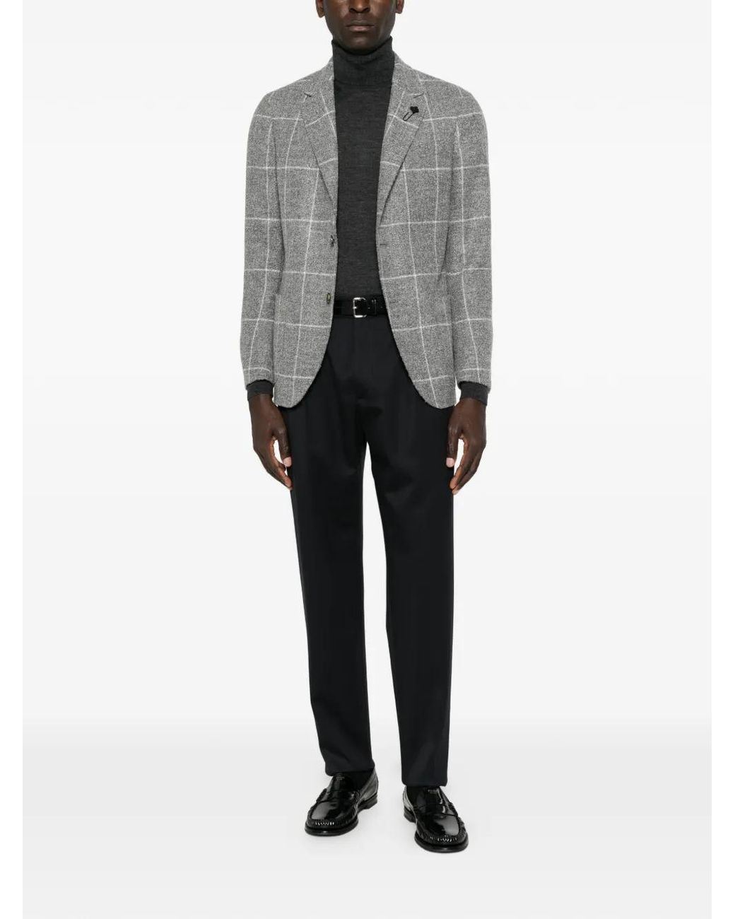 Lardini Gray Check-Pattern Notched-Lapel Jacket for men