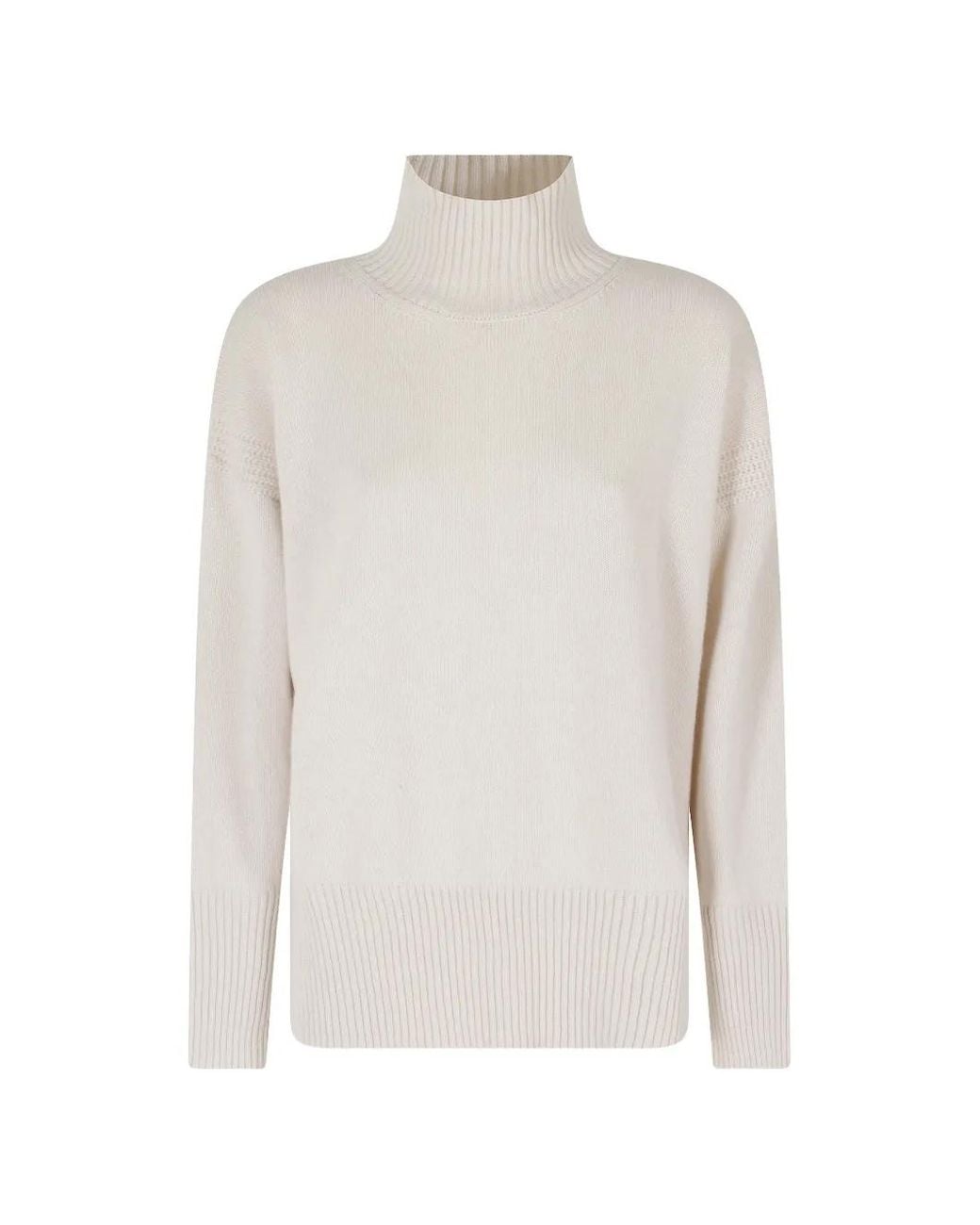 Roberto Collina White Ribbed-Knit High-Neck Sweater