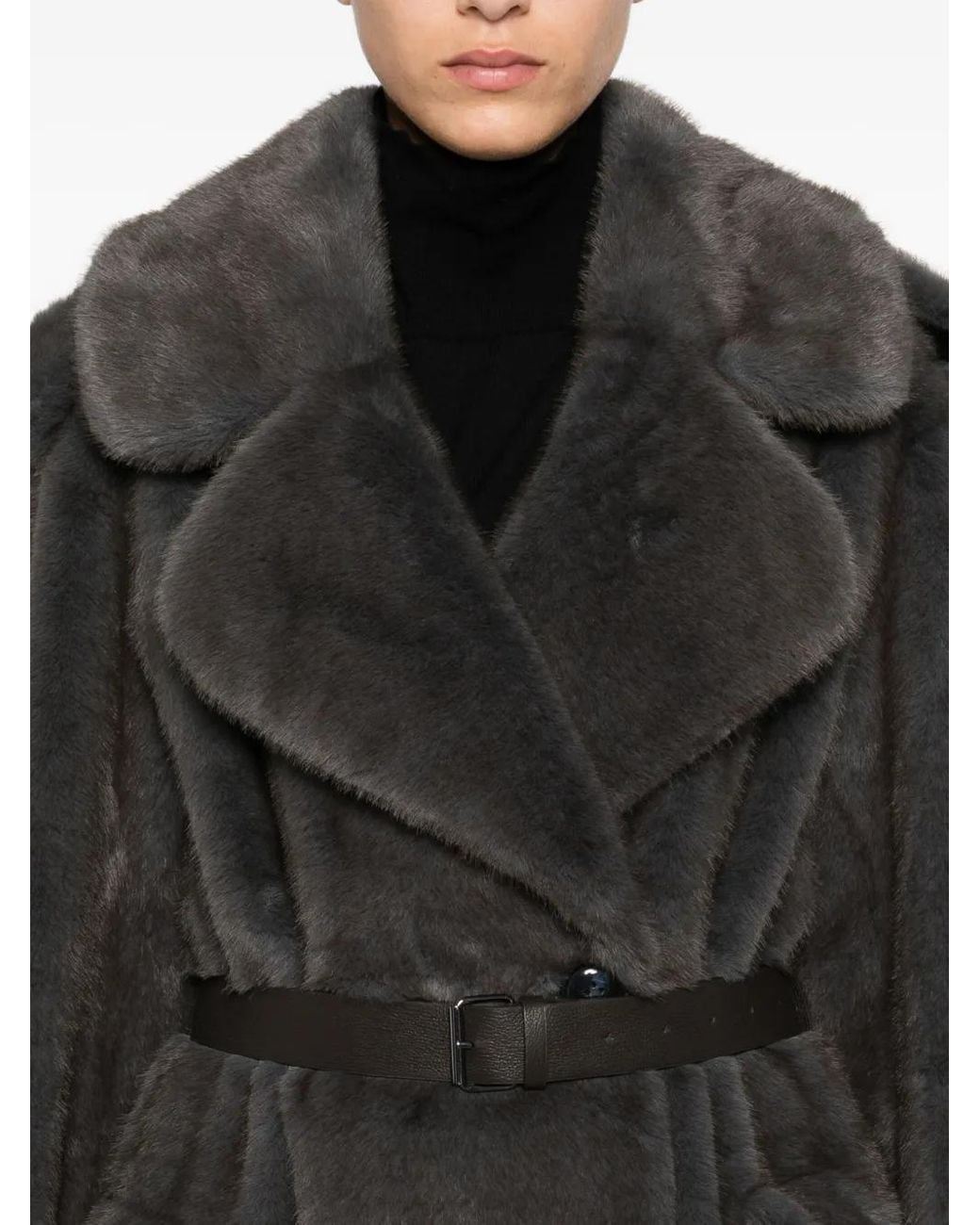 P.A.R.O.S.H. Black Belted Double-Breasted Coat