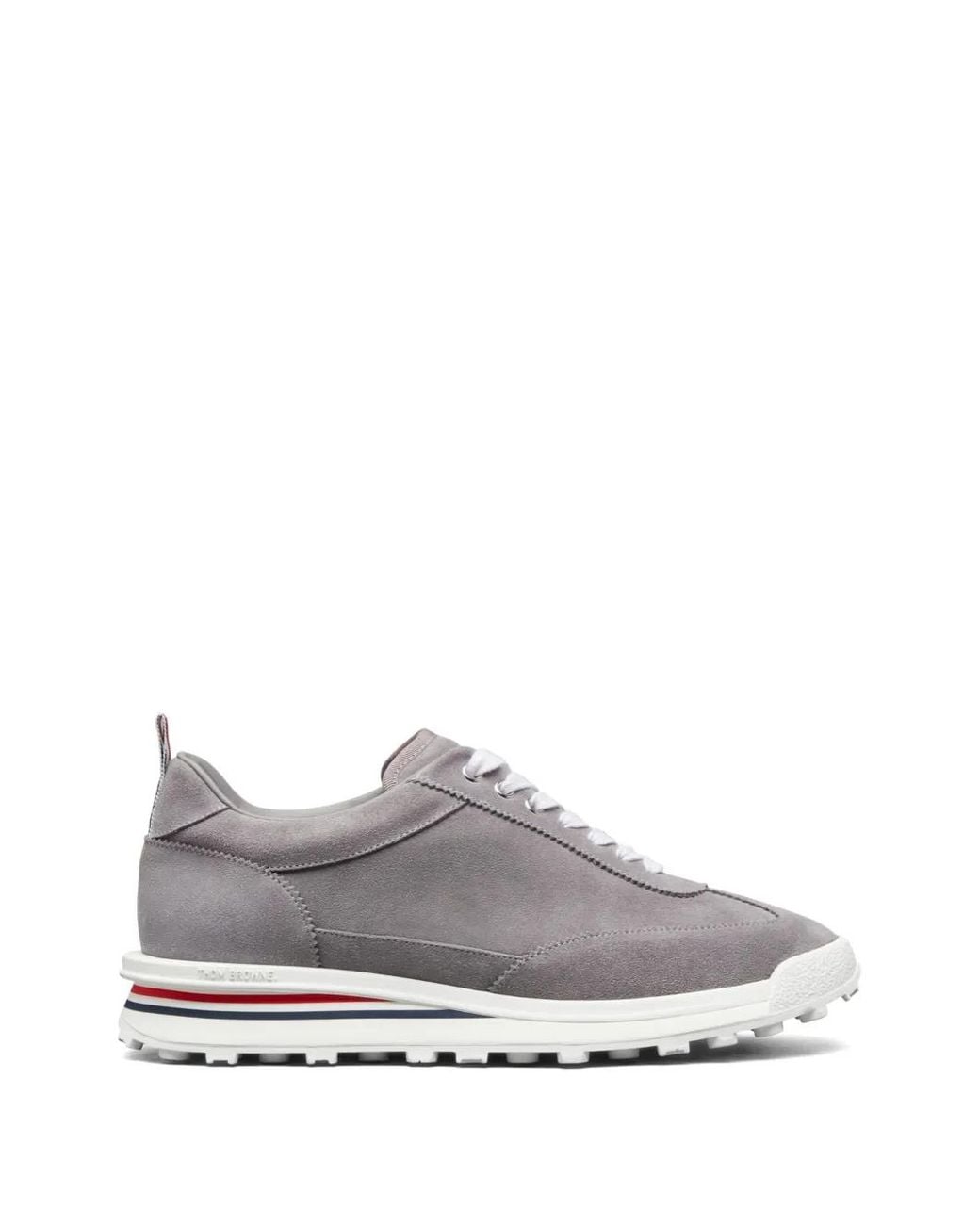 Thom Browne White Calf Suede Tech Runner Sneakers for men
