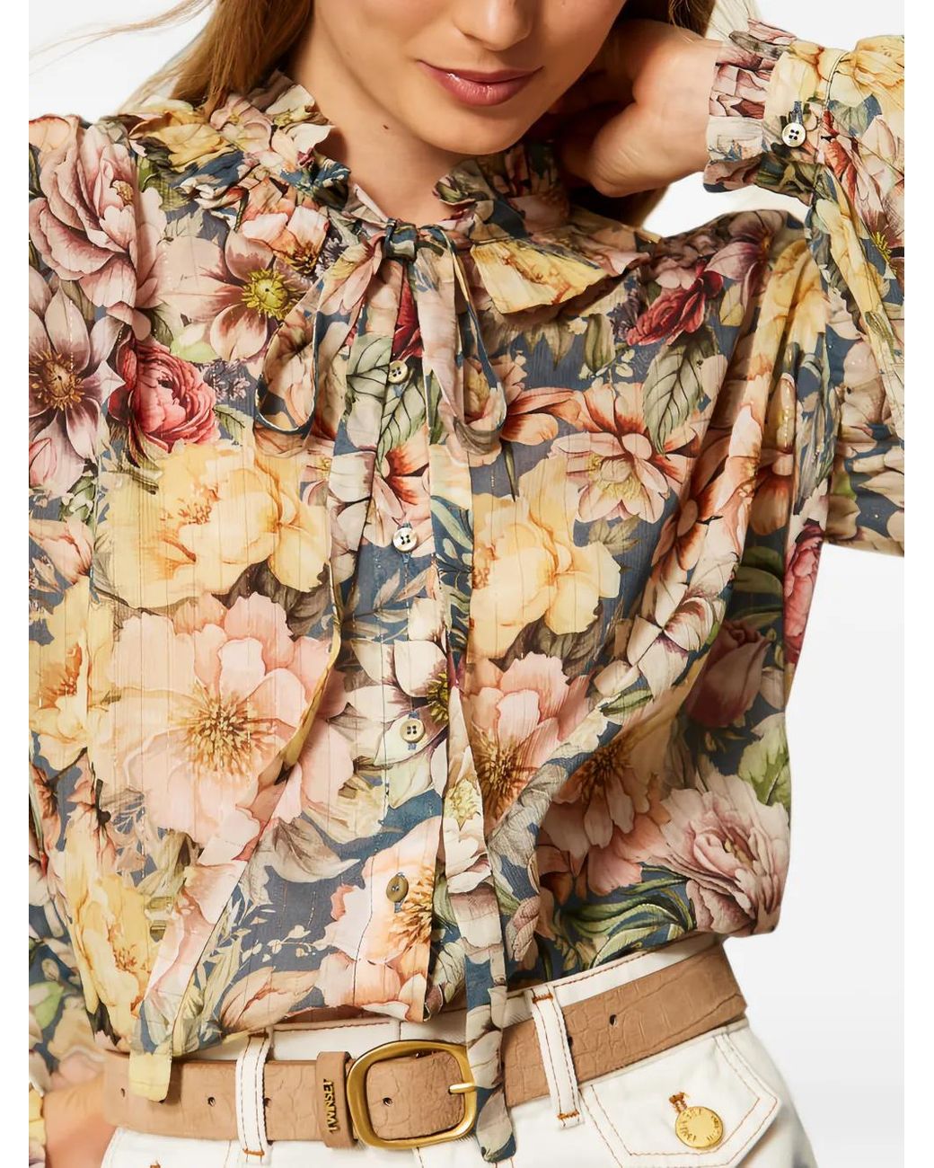Twinset Natural Floral Creponne Shirt