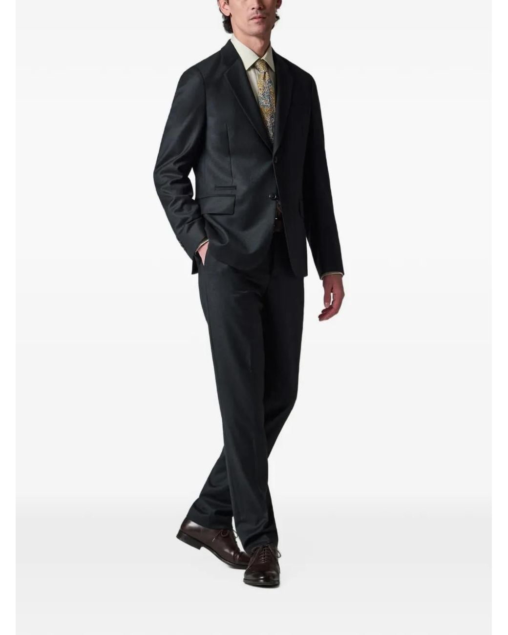 Paul Smith Black Overdyed Wool-Cashmere Flannel Trousers for men