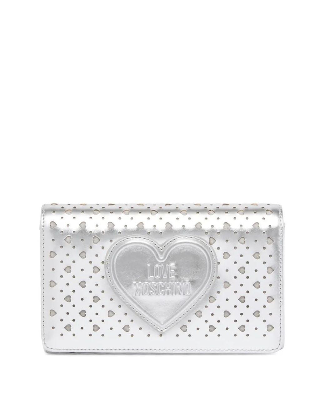Love Moschino White Heart-Cutout Clutch Bag