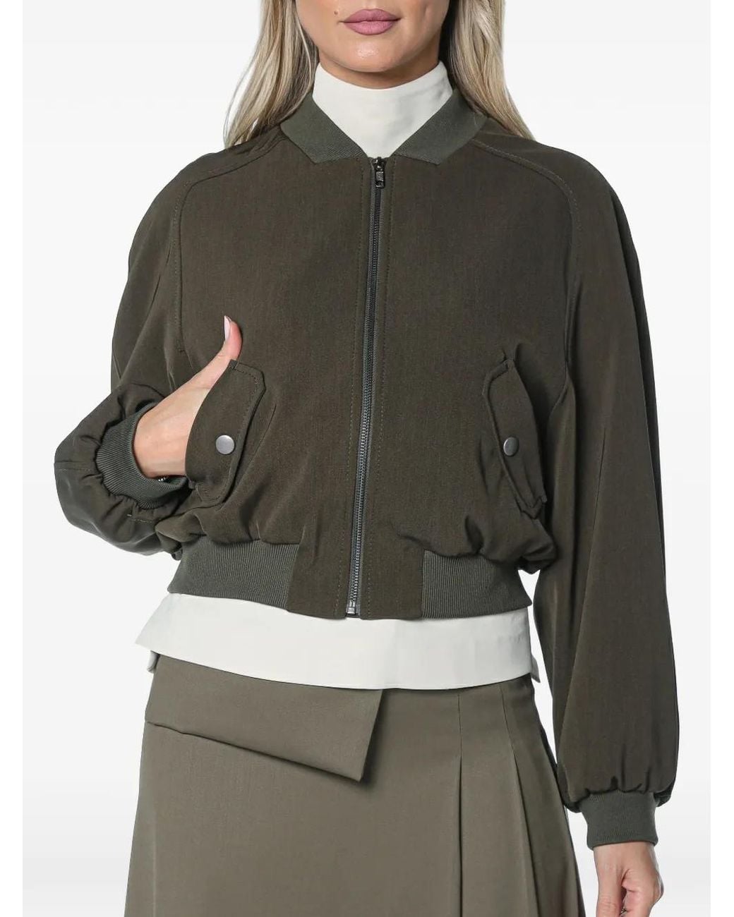 Drykorn Gray Marham Ribbed-Trim Bomber Jacket