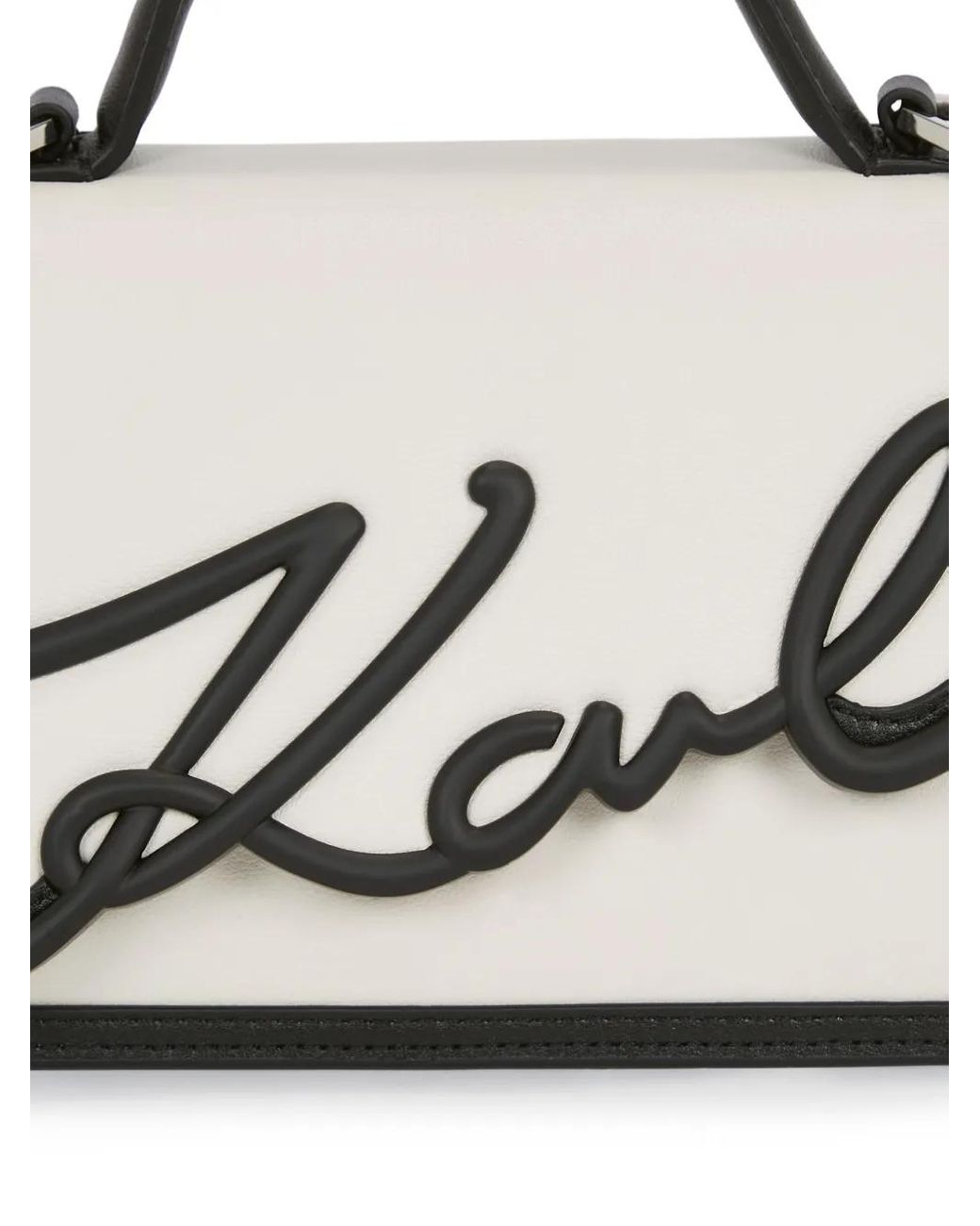 Karl Lagerfeld Black Signature Leather Top-Handle Bag