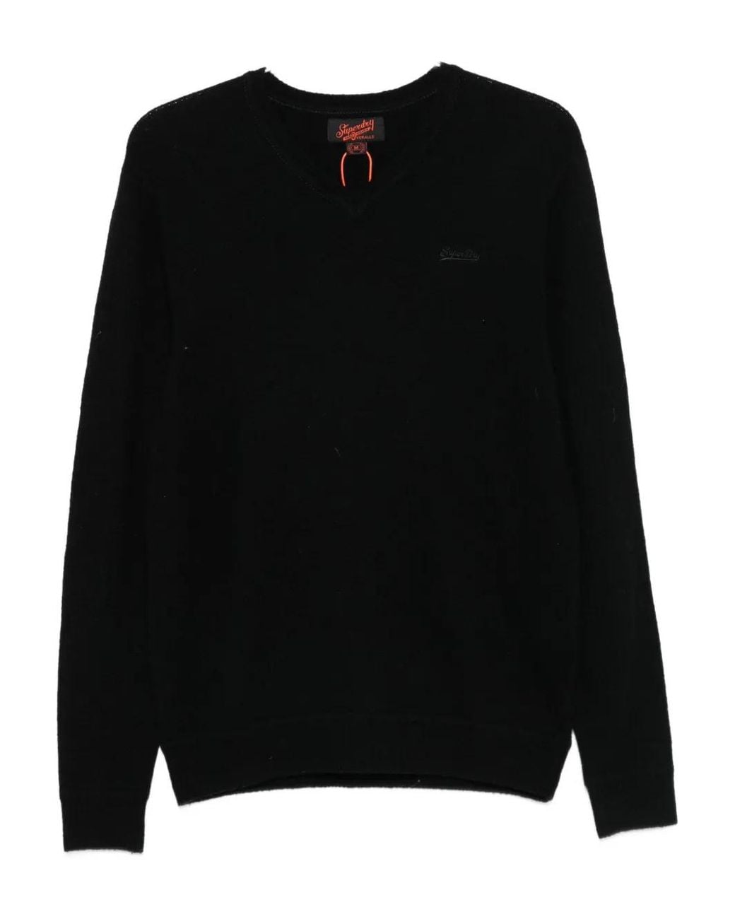 Superdry Black Logo-Embroidered V-Neck Jumper for men