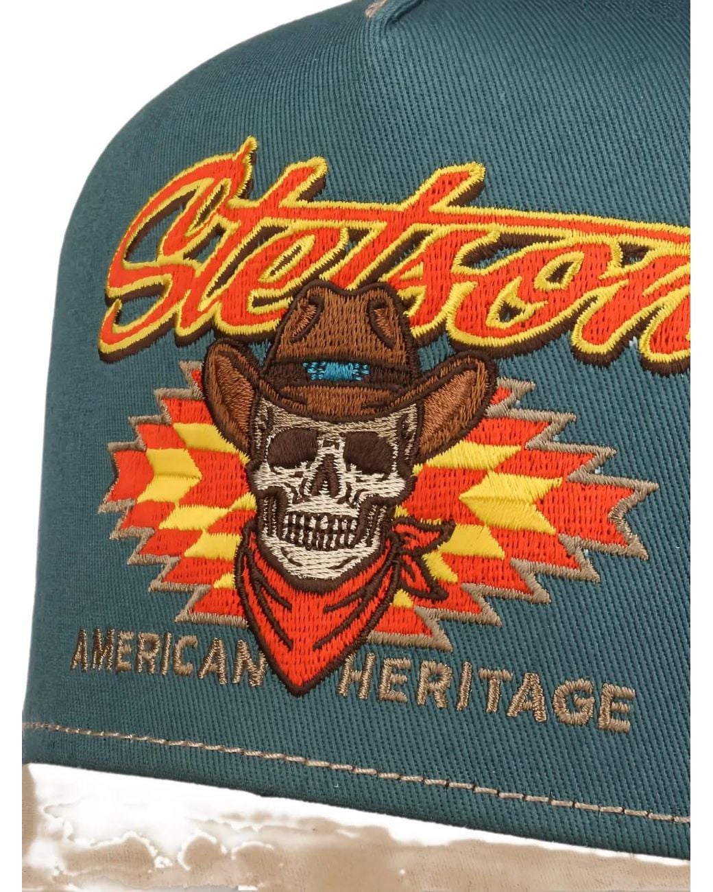 Stetson Blue Western Skull Embroidered Trucker Cap