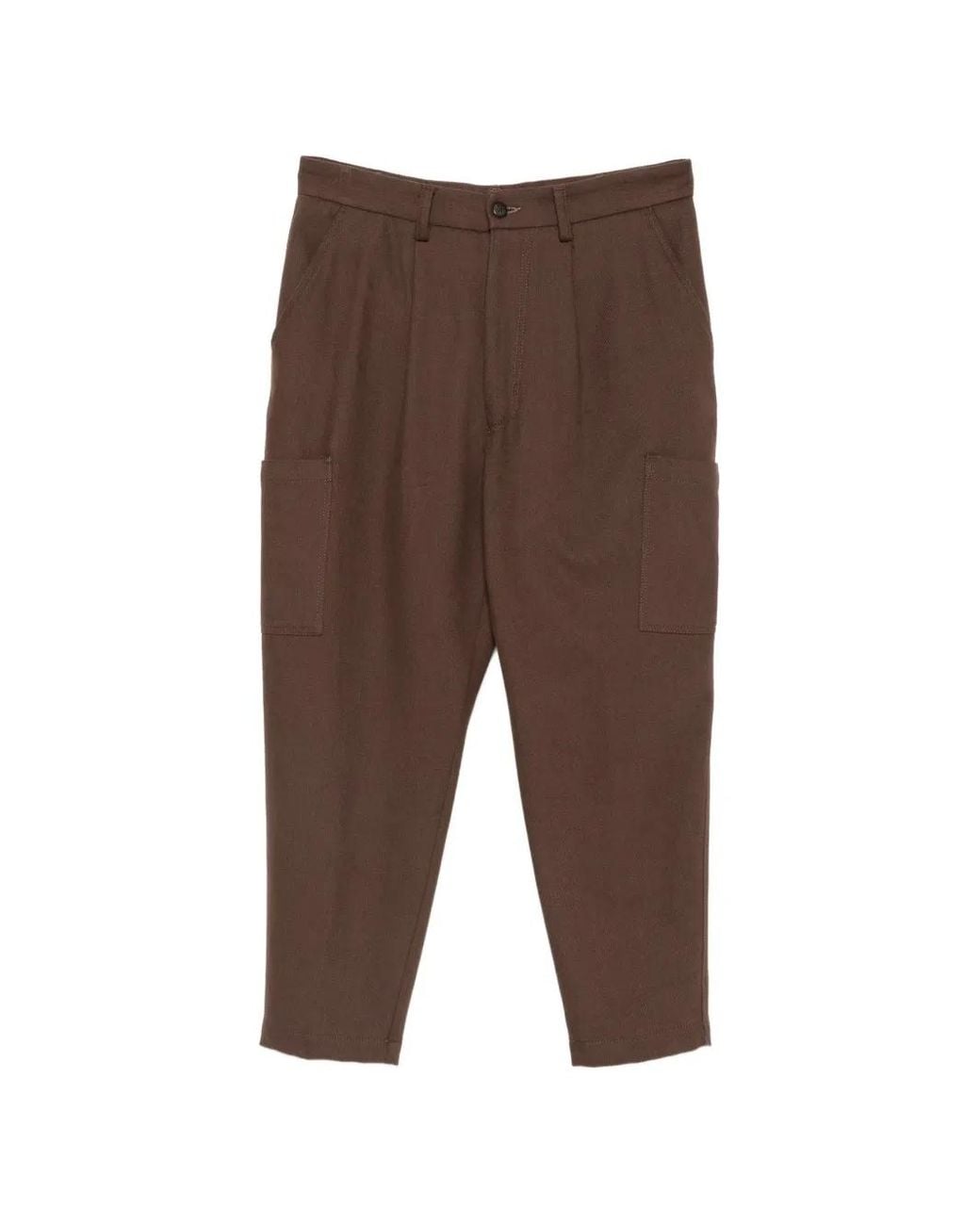 Eleventy Brown Pocket Pleated Trousers for men
