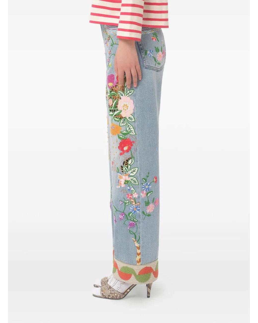 Valentino Garavani Blue Embroidered Jeans